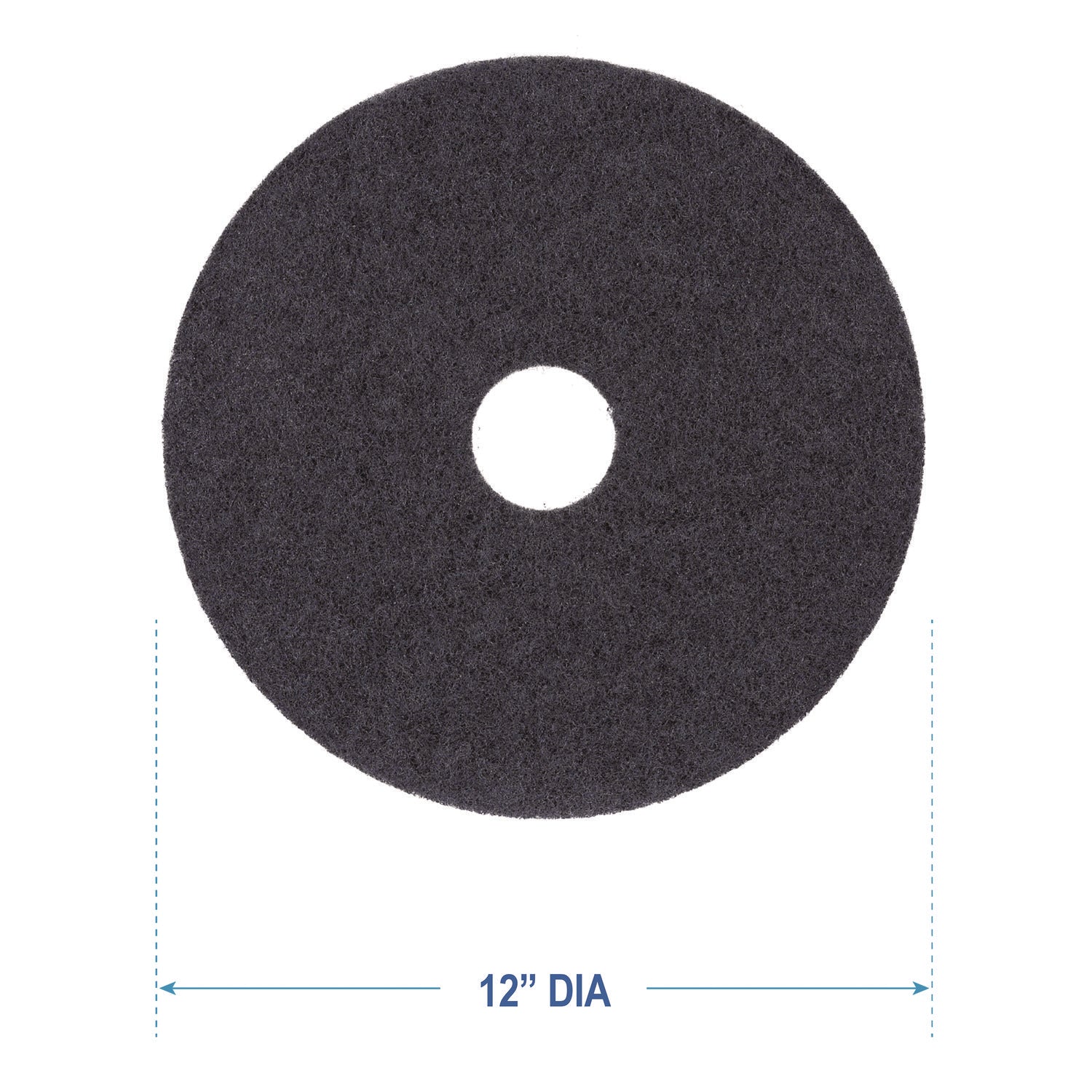 Stripping Floor Pads, 12" Diameter, Black, 5/Carton
