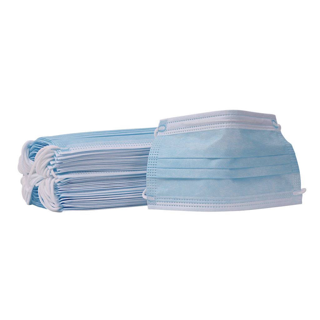 Three-Ply General Use Face Mask, Blue, 50/Box