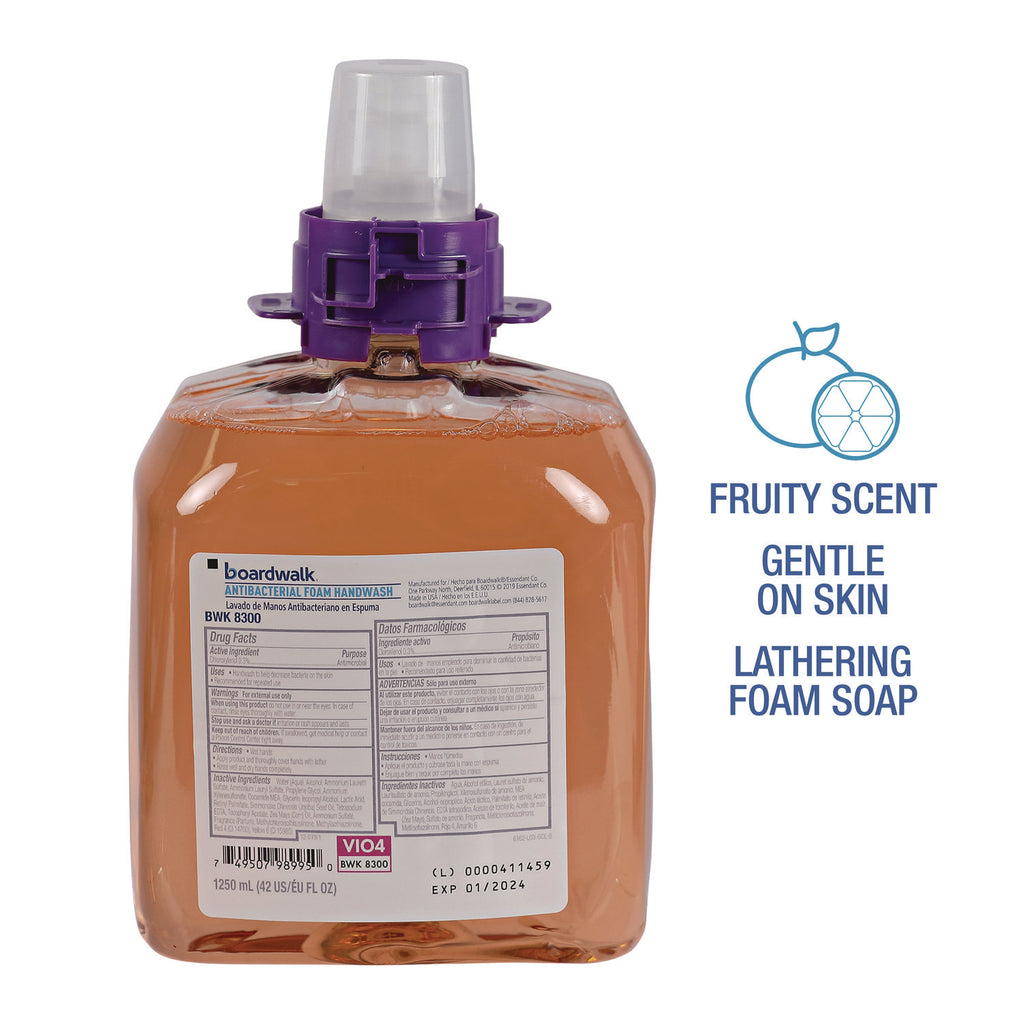 Foam Antibacterial Handwash, Fruity, 1,250 mL Refill, 4/Carton