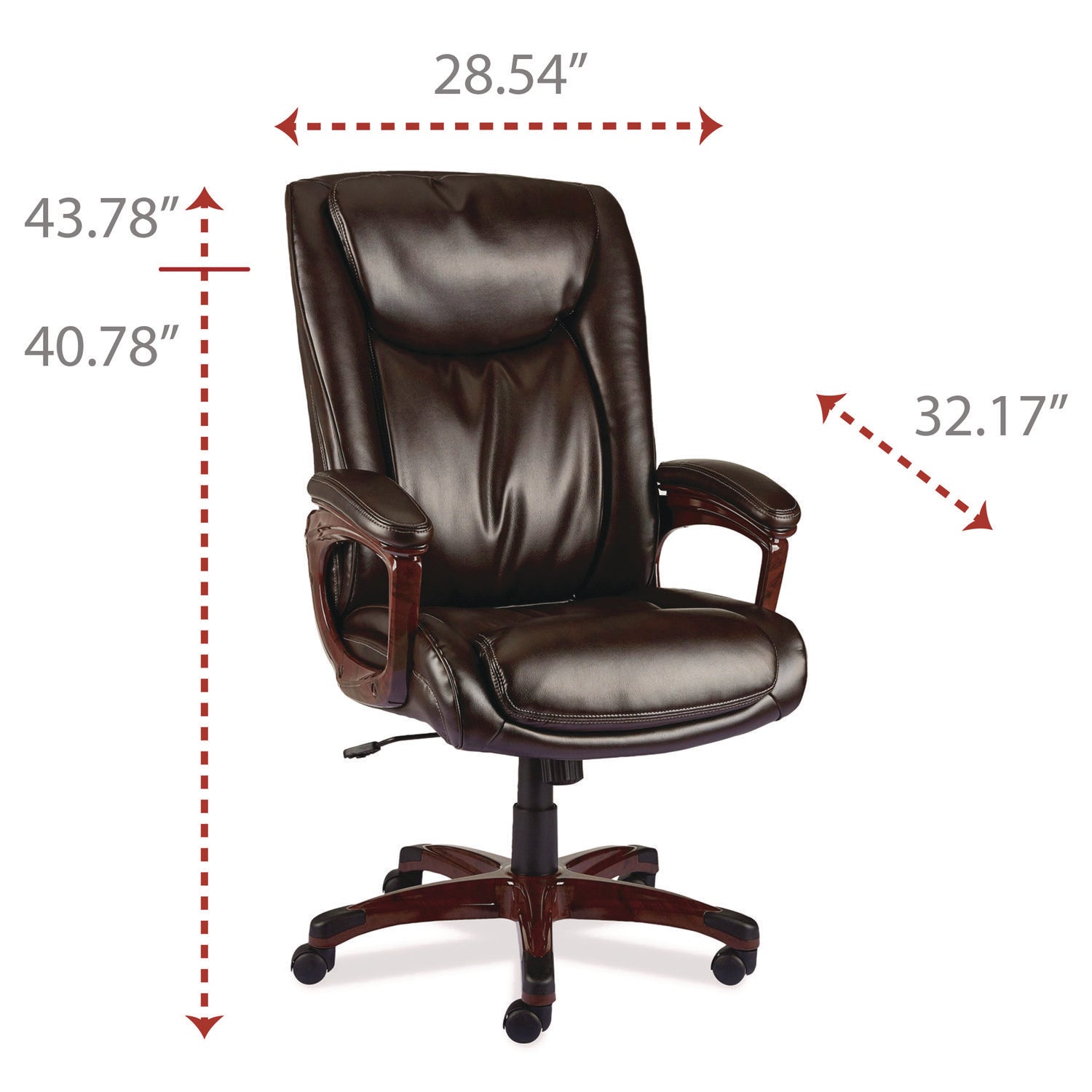 Alera Darnick Series Manager Chair, Supports Up to 275 lbs, 17.13" to 20.12" Seat Height, Brown Seat/Back, Brown Base - 6