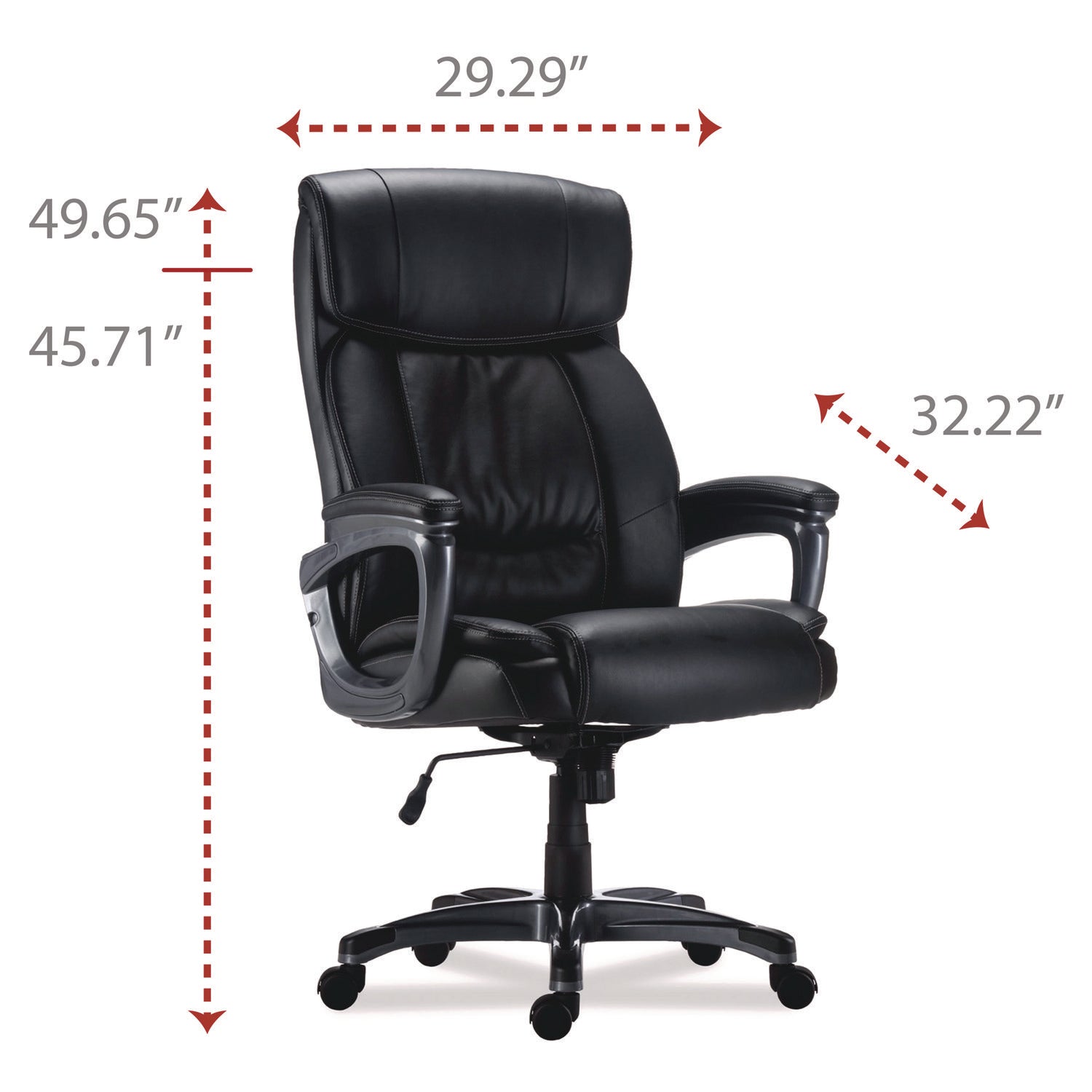 Alera Egino Big and Tall Chair, Supports Up to 400 lb, Black Seat/Back, Black Base - 7