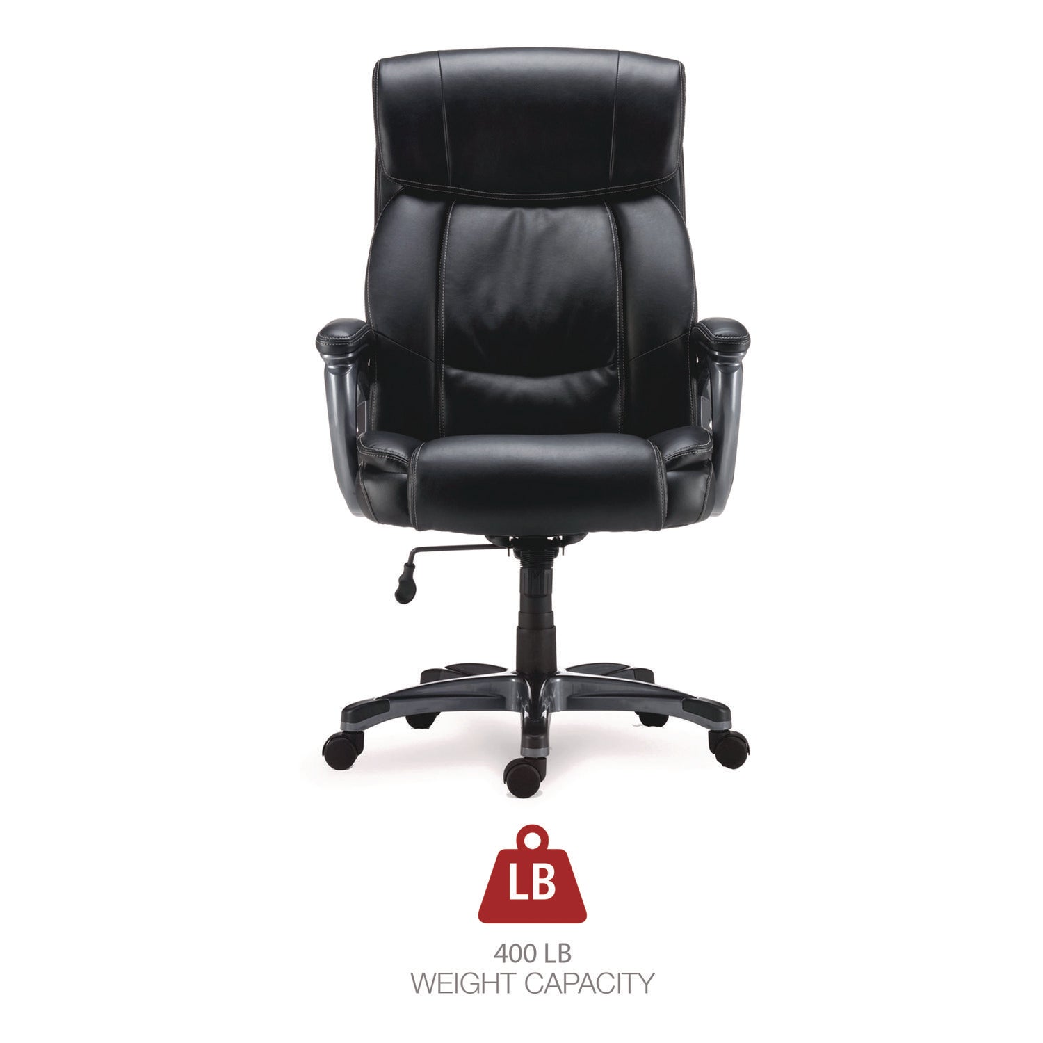 Alera Egino Big and Tall Chair, Supports Up to 400 lb, Black Seat/Back, Black Base - 8