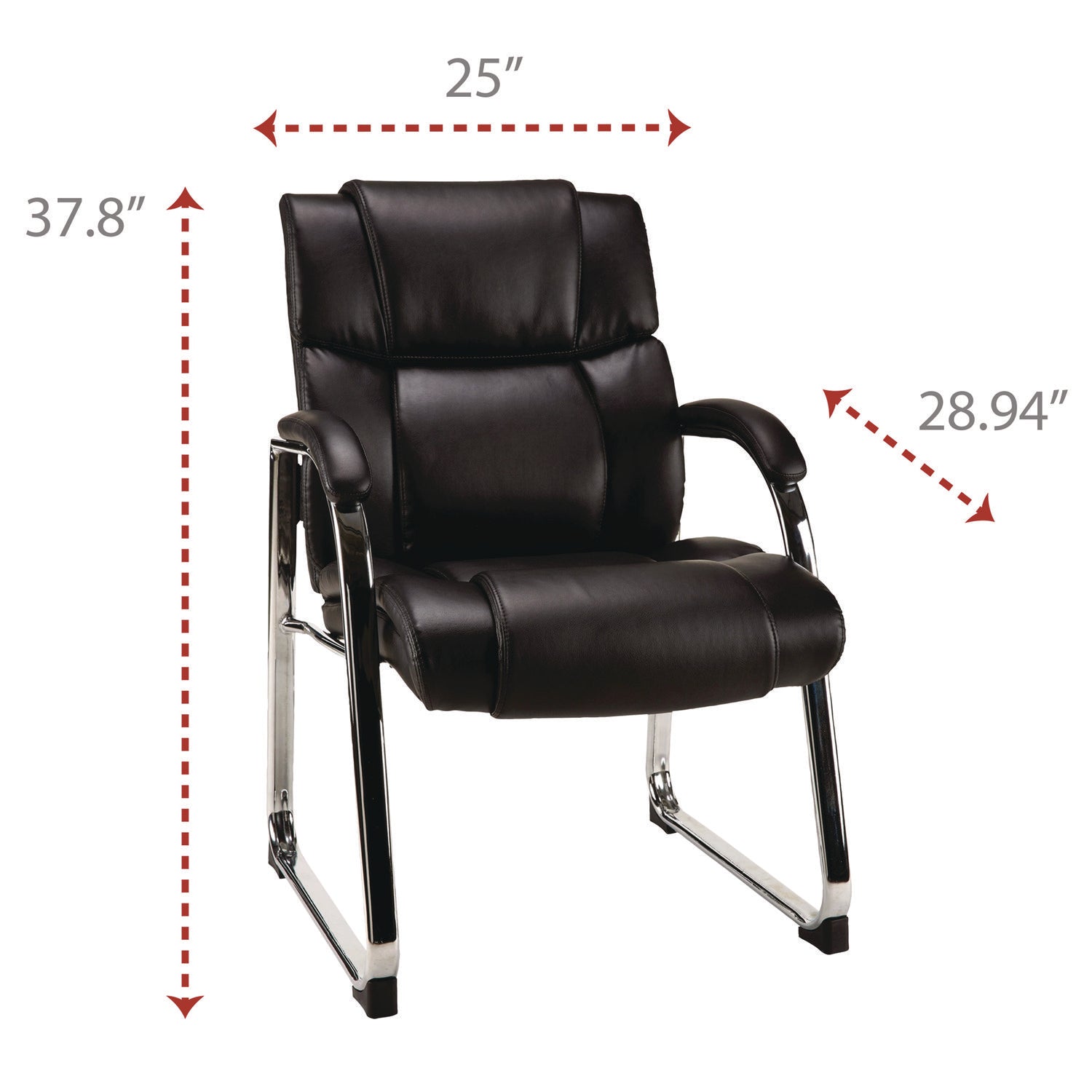 Alera Hildred Series Guest Chair, 25" x 28.94" x 37.8", Black Seat, Black Back, Chrome Base - 4