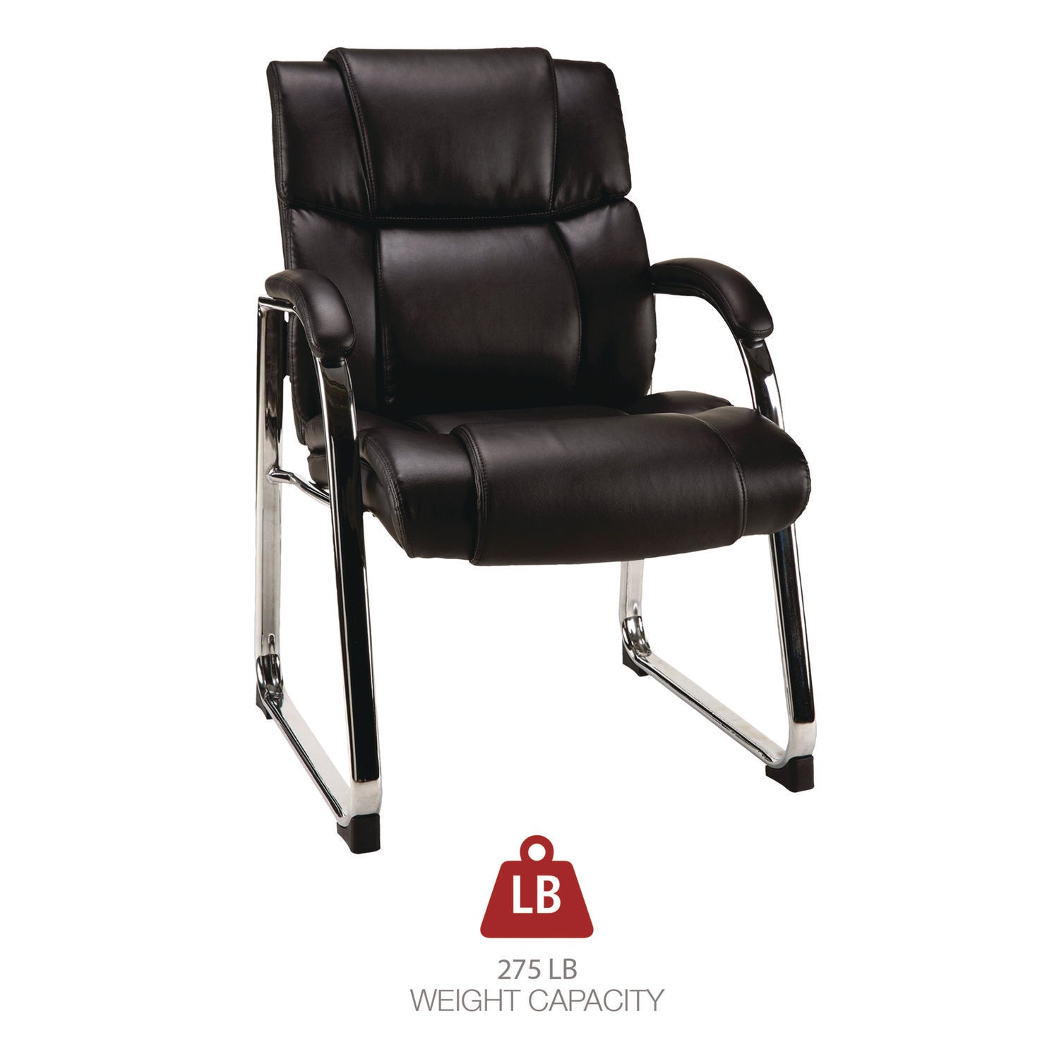 Alera Hildred Series Guest Chair, 25" x 28.94" x 37.8", Black Seat, Black Back, Chrome Base - 5