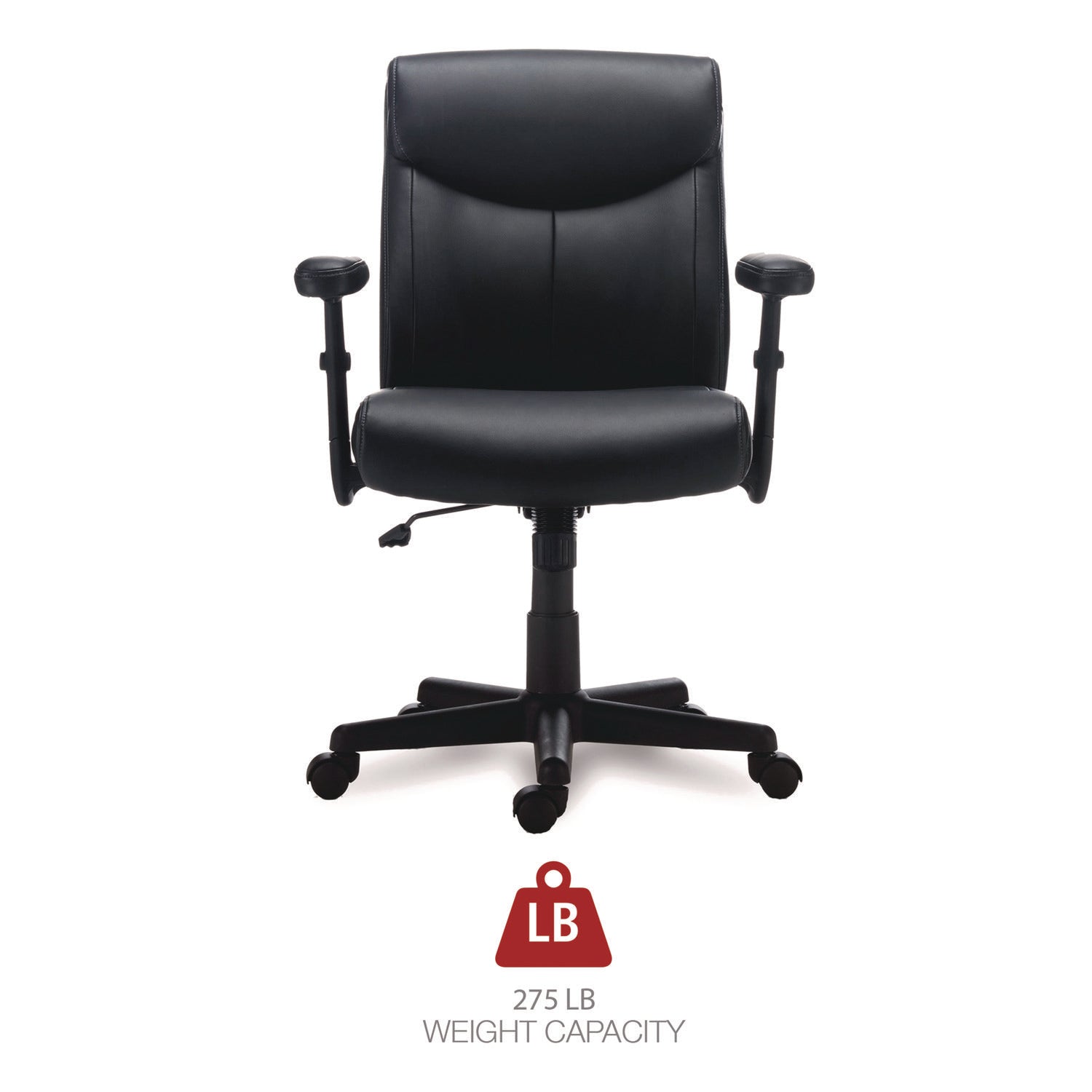 Alera Harthope Leather Task Chair, Supports Up to 275 lb, Black Seat/Back, Black Base - 8
