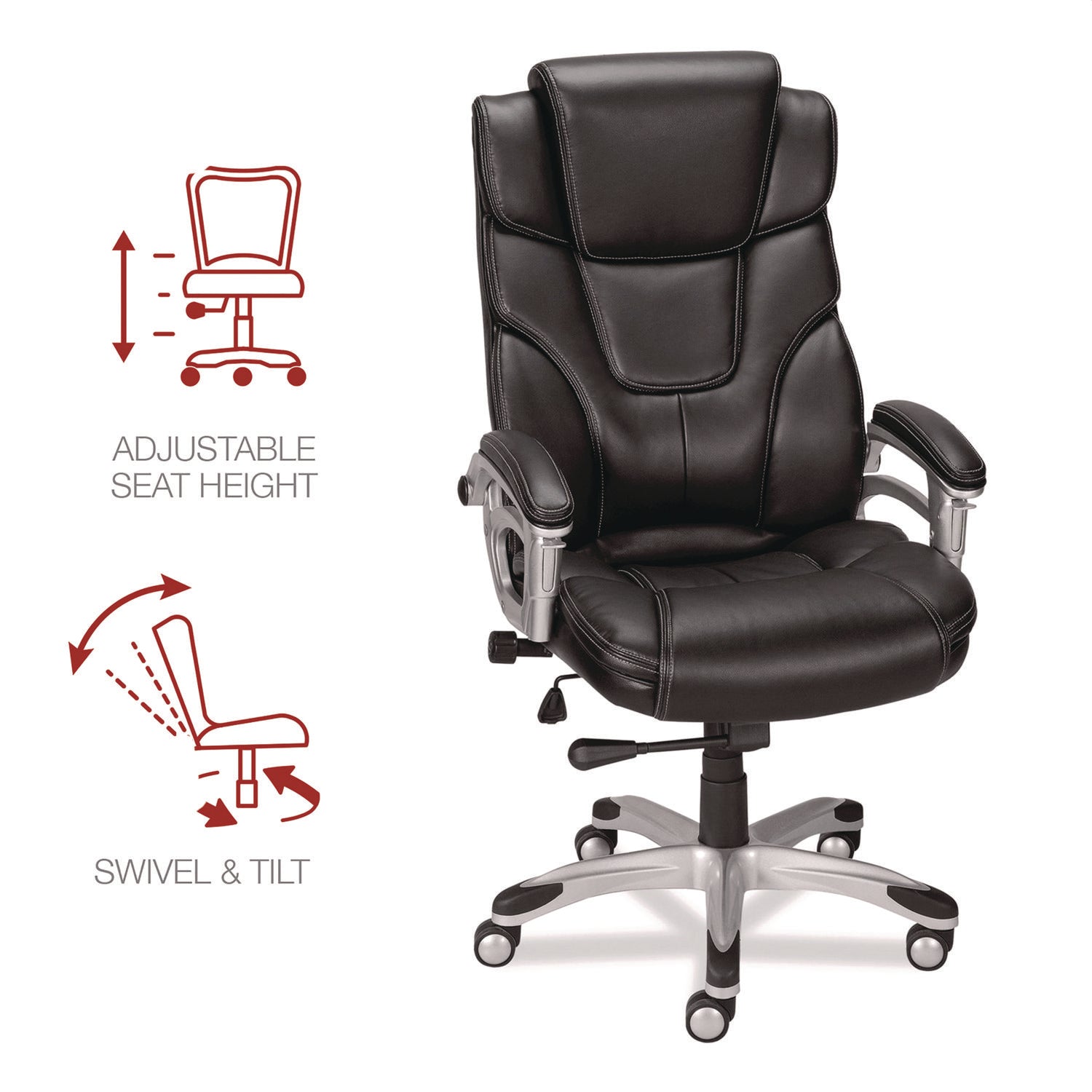 Alera Maurits Highback Chair, Supports Up to 275 lb, Black Seat/Back, Chrome Base - 6