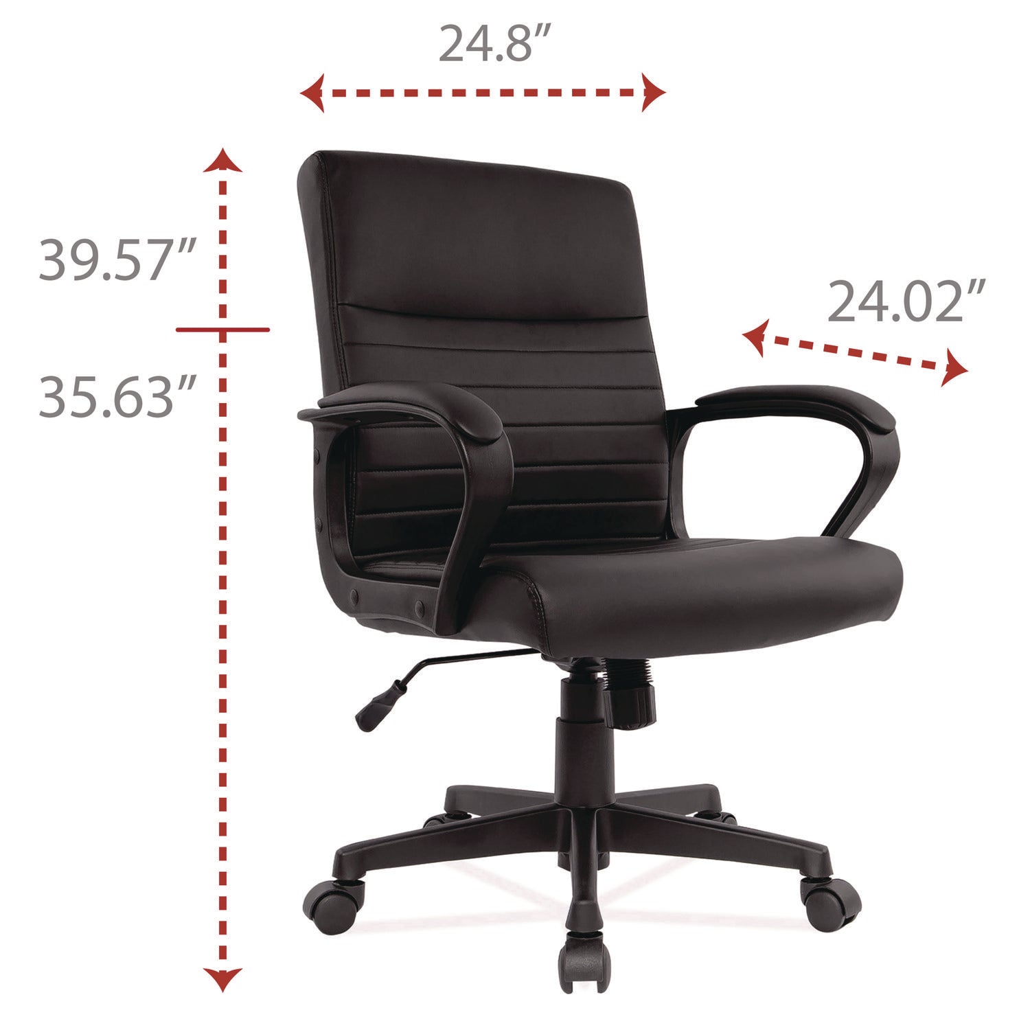 Alera Breich Series Manager Chair, Supports Up to 275 lbs, 16.73" to 20.39" Seat Height, Black Seat/Back, Black Base - 7