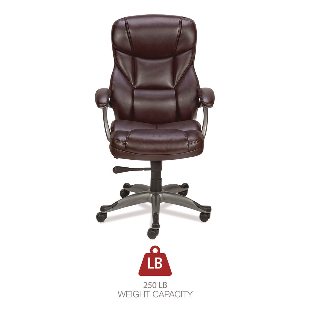 Alera Birns Series High-Back Task Chair, Supports Up to 250 lb, 18.11" to 22.05" Seat Height, Brown Seat/Back, Chrome Base - 8
