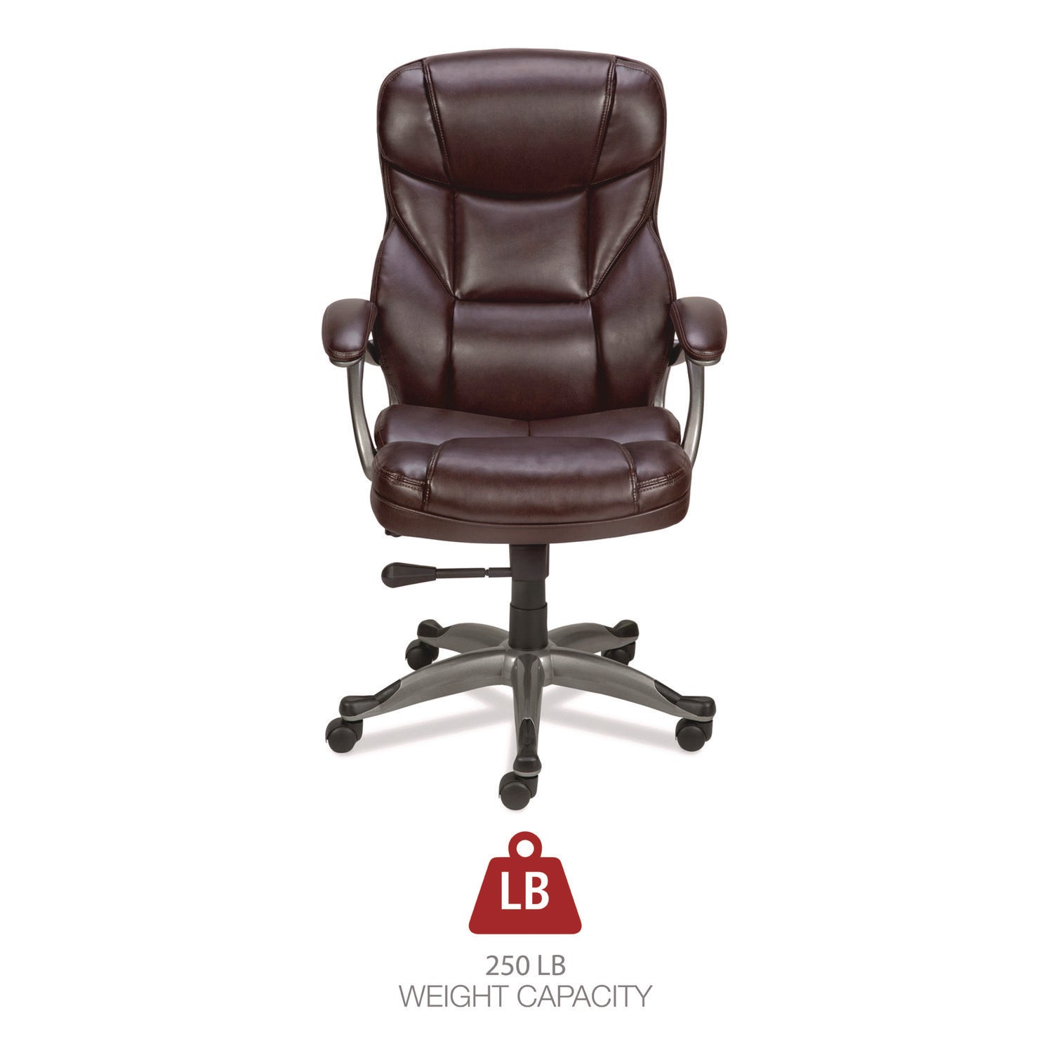 Alera Birns Series High-Back Task Chair, Supports Up to 250 lb, 18.11" to 22.05" Seat Height, Brown Seat/Back, Chrome Base - 8