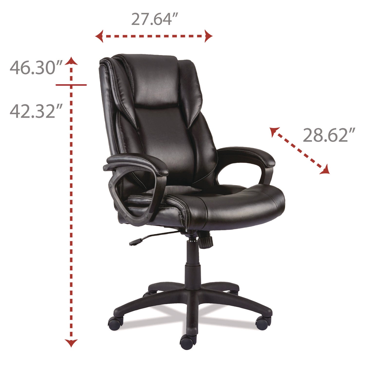 Alera Brosna Series Mid-Back Task Chair, Supports Up to 250 lb, 18.15" to 21.77 Seat Height, Black Seat/Back, Black Base - 6