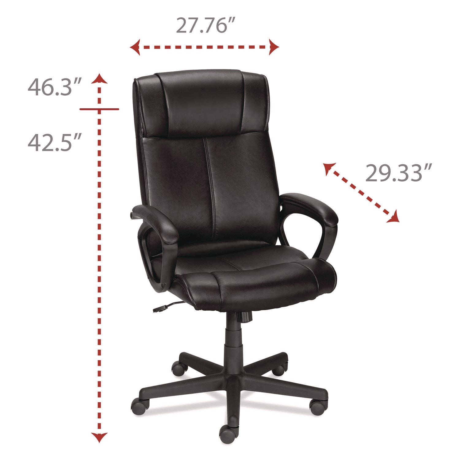 Alera Dalibor Series Manager Chair, Supports Up to 250 lb, 17.5" to 21.3" Seat Height, Black Seat/Back, Black Base - 7