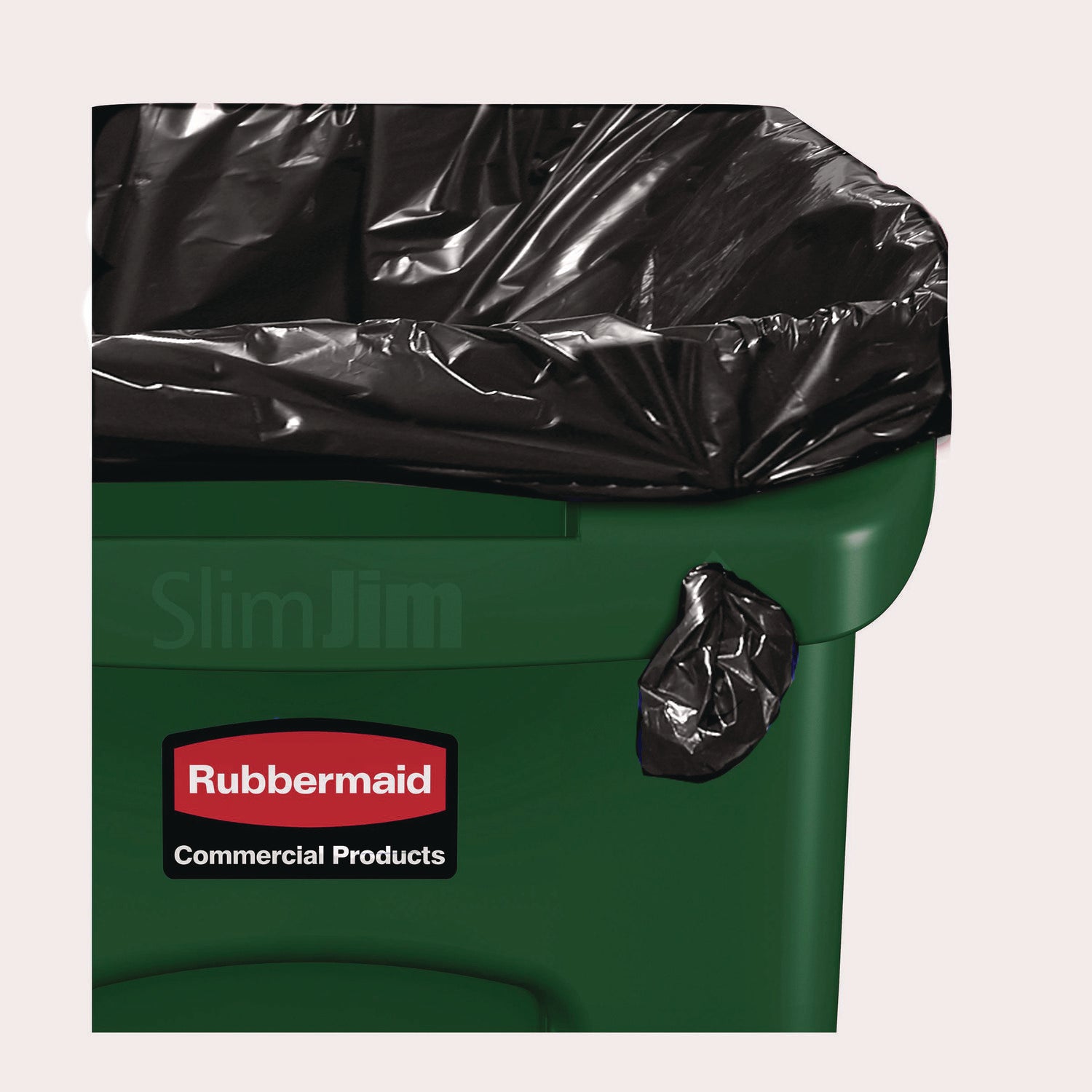 Slim Jim Plastic Recycling Container with Venting Channels, 23 gal, Plastic, Green