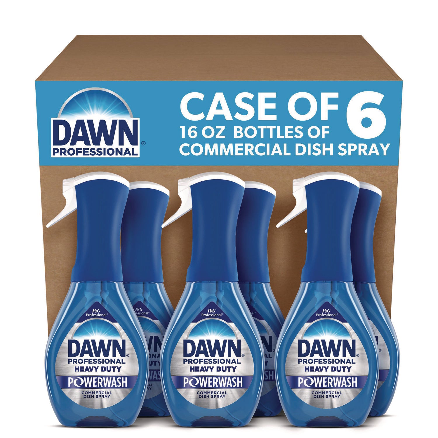 Heavy Duty Powerwash Commercial Dish Spray, Starter Kit with 16 oz Spray Bottle and 5 Refills/Carton - 1