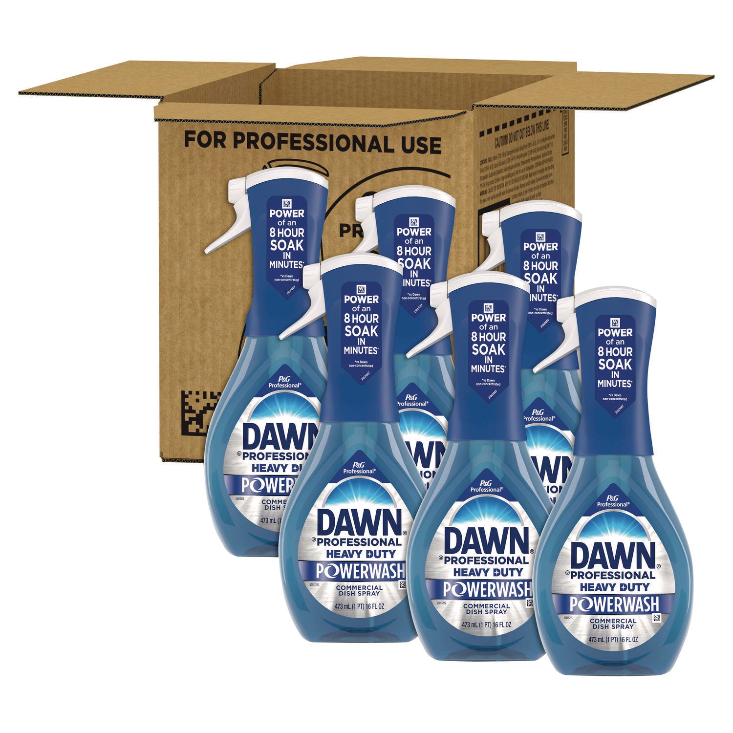 Heavy Duty Powerwash Commercial Dish Spray, Starter Kit with 16 oz Spray Bottle and 5 Refills/Carton - 5