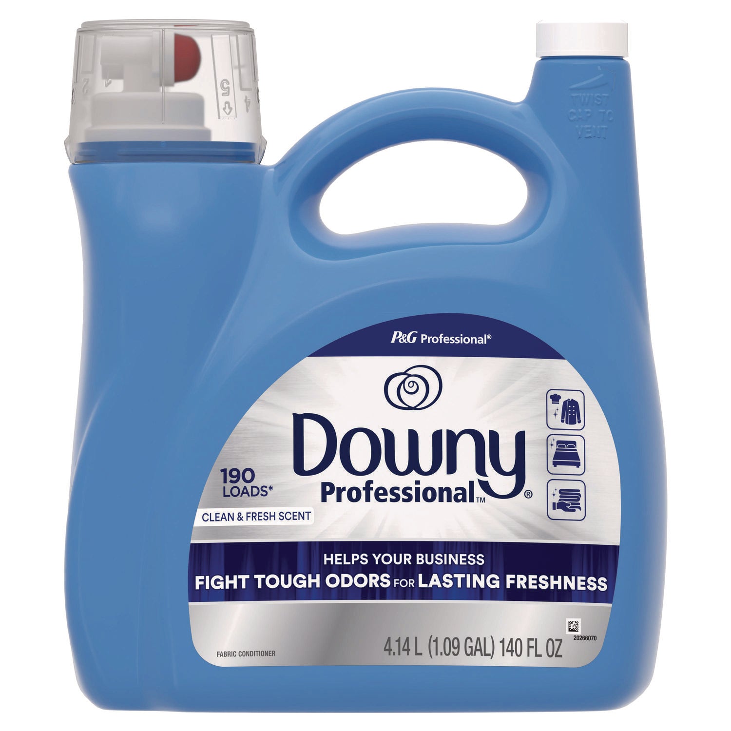 Commercial Liquid Fabric Softener, Clean and Fresh Scent, 140 oz Pour Bottle, 4/Carton - 3