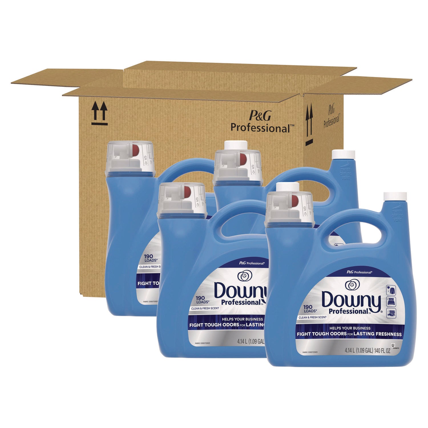 Commercial Liquid Fabric Softener, Clean and Fresh Scent, 140 oz Pour Bottle, 4/Carton - 5