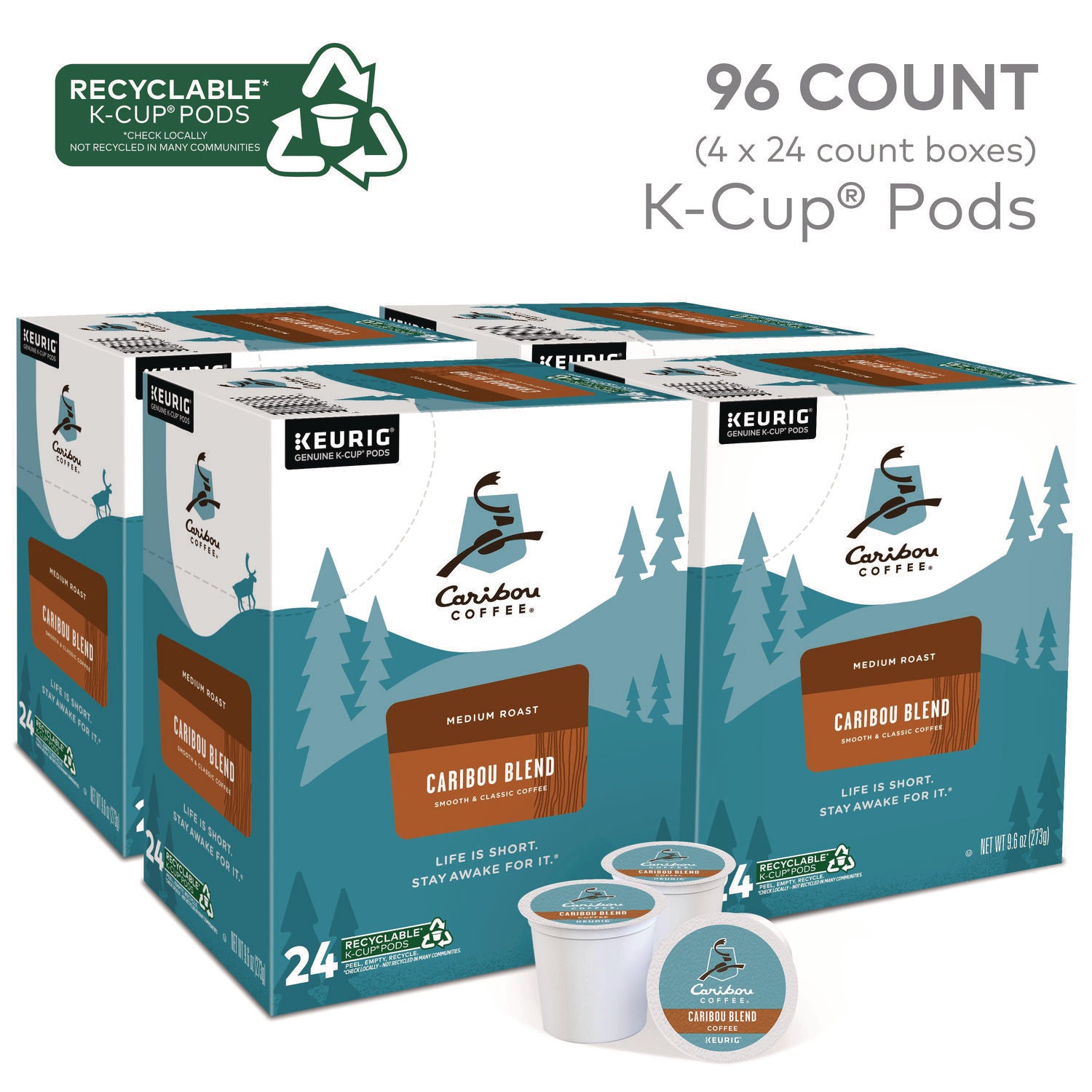 Caribou Blend Coffee K-Cups, 96/Carton - 6