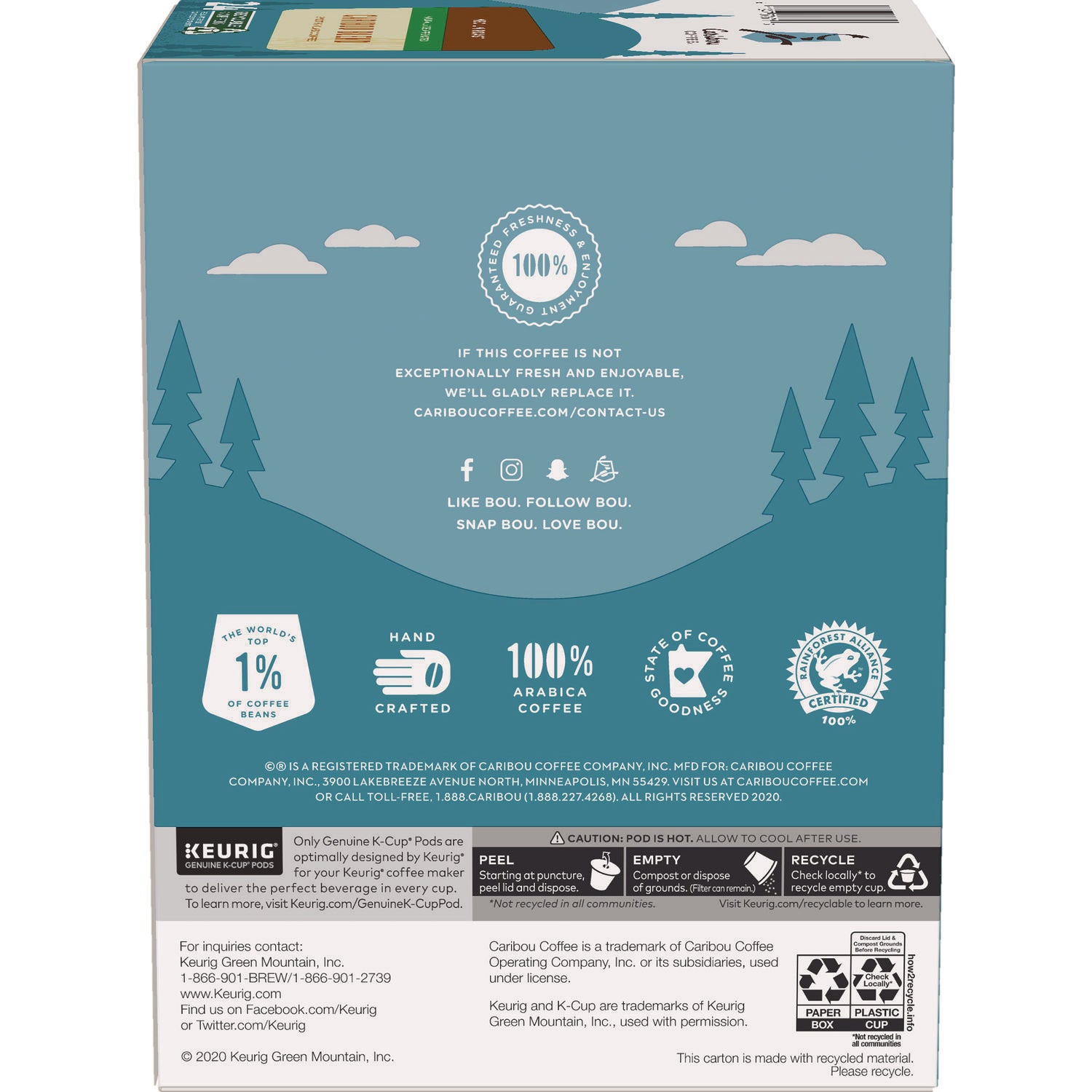 Caribou Blend Decaf Coffee K-Cups, 24/Box - 3