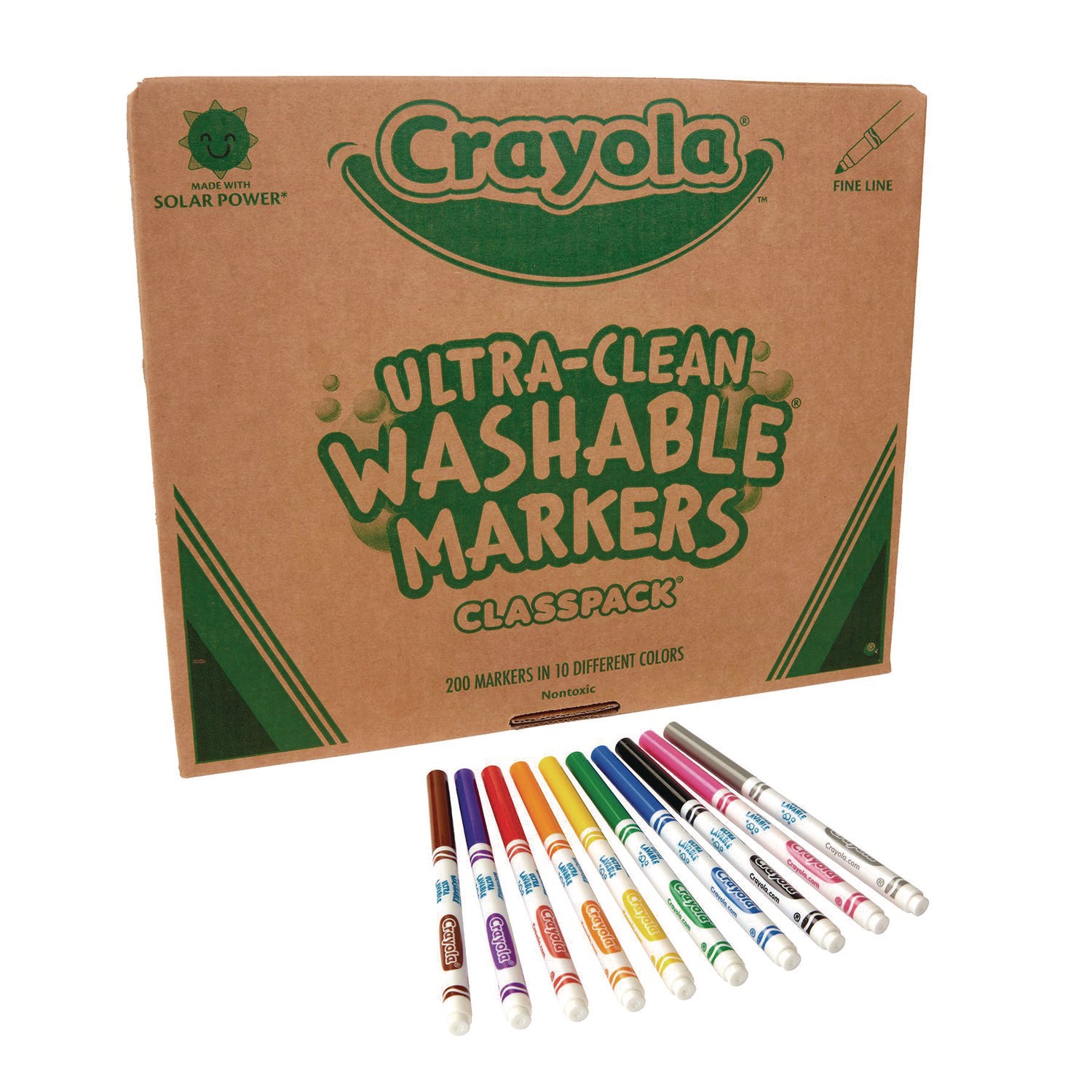 Ultra-Clean Washable Marker Classpack, Fine Bullet Tip, 10 Assorted Colors, 200/Pack
