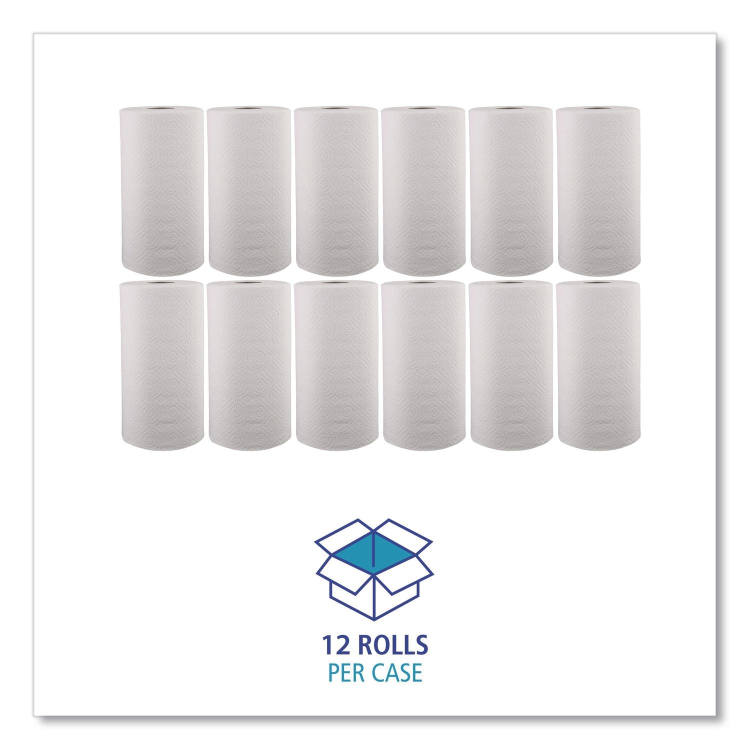 Kitchen Roll Towel, 2-Ply, 11 x 8.5, White, 250/Roll, 12 Rolls/Carton