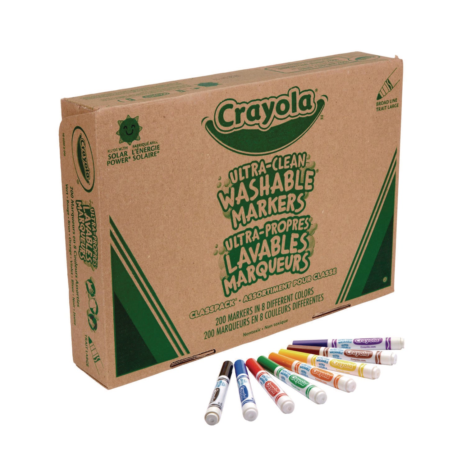 Ultra-Clean Washable Marker Classpack, Broad Bullet Tip, 8 Assorted Colors, 200/Box