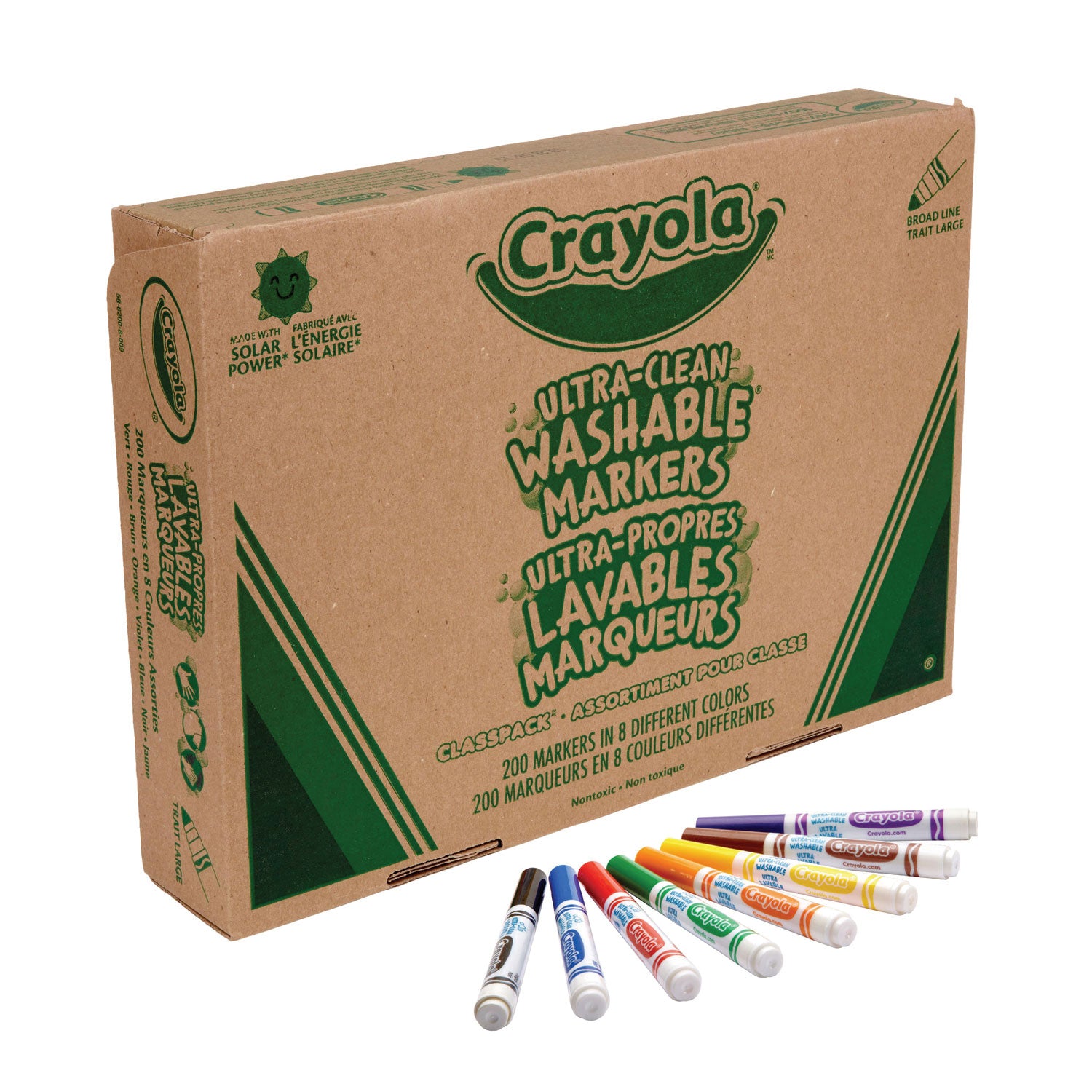 Ultra-Clean Washable Marker Classpack, Broad Bullet Tip, 8 Assorted Colors, 200/Box