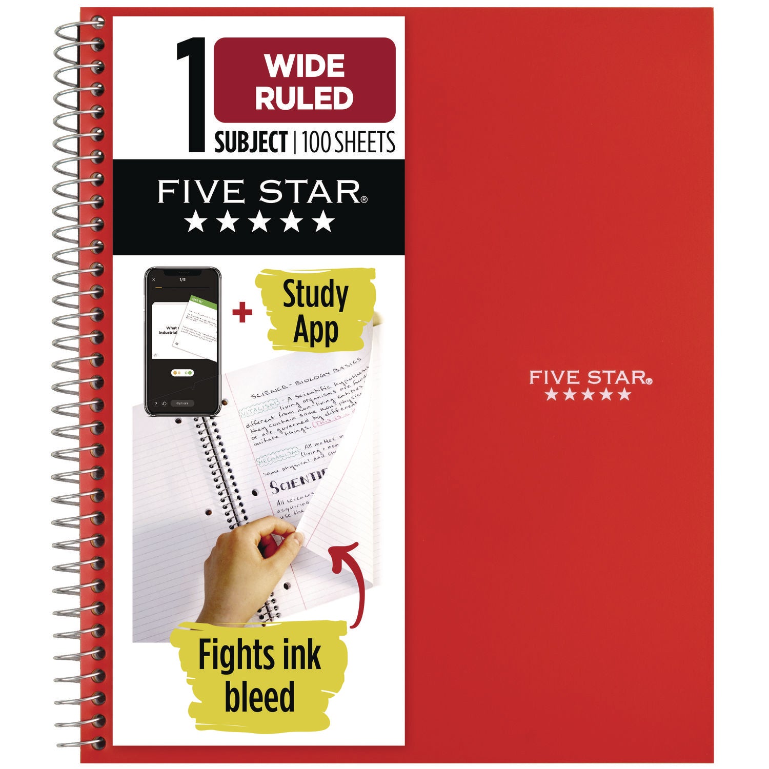 Five Star Wirebound Wide Rule 1-Subject Notebook - 100 Sheets - Wire Bound - Wide Ruled - 8" x 10 1/2" - NavyPlastic Cover - 1 Each - 6