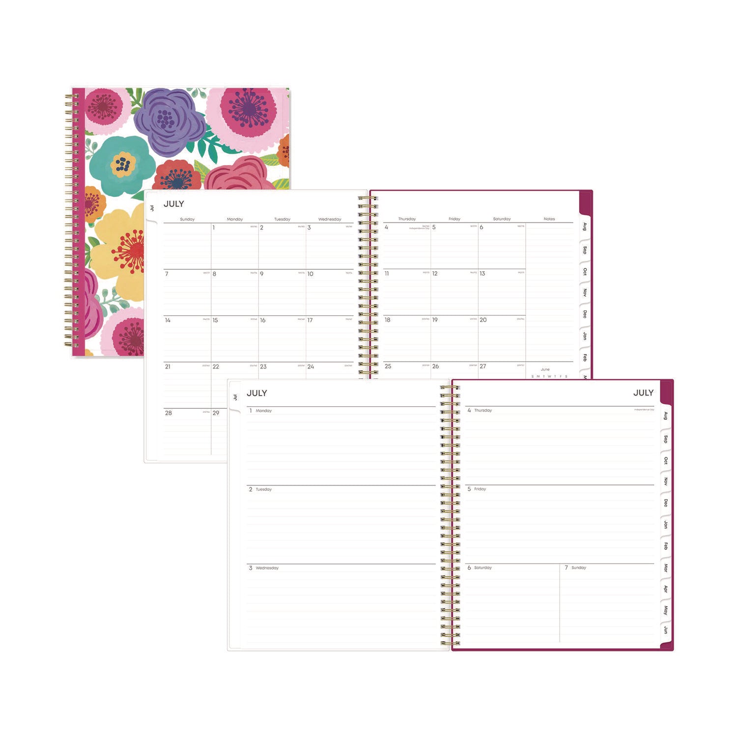 Mahalo Academic Year Create-Your-Own Cover Weekly/Monthly Planner, Floral Artwork, 11 x 8.5, 12-Month (July-June): 2023-2024