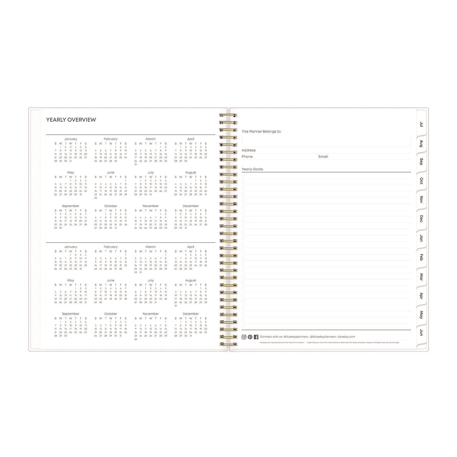 Gemma Academic Year Weekly/Monthly Planner, Geode Artwork, 11 x 8.5, Blue/Purple Cover, 12-Month (July-June): 2023-2024