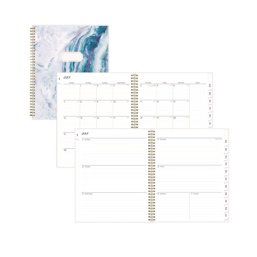 Gemma Academic Year Weekly/Monthly Planner, Geode Artwork, 11 x 8.5, Blue/Purple Cover, 12-Month (July-June): 2023-2024