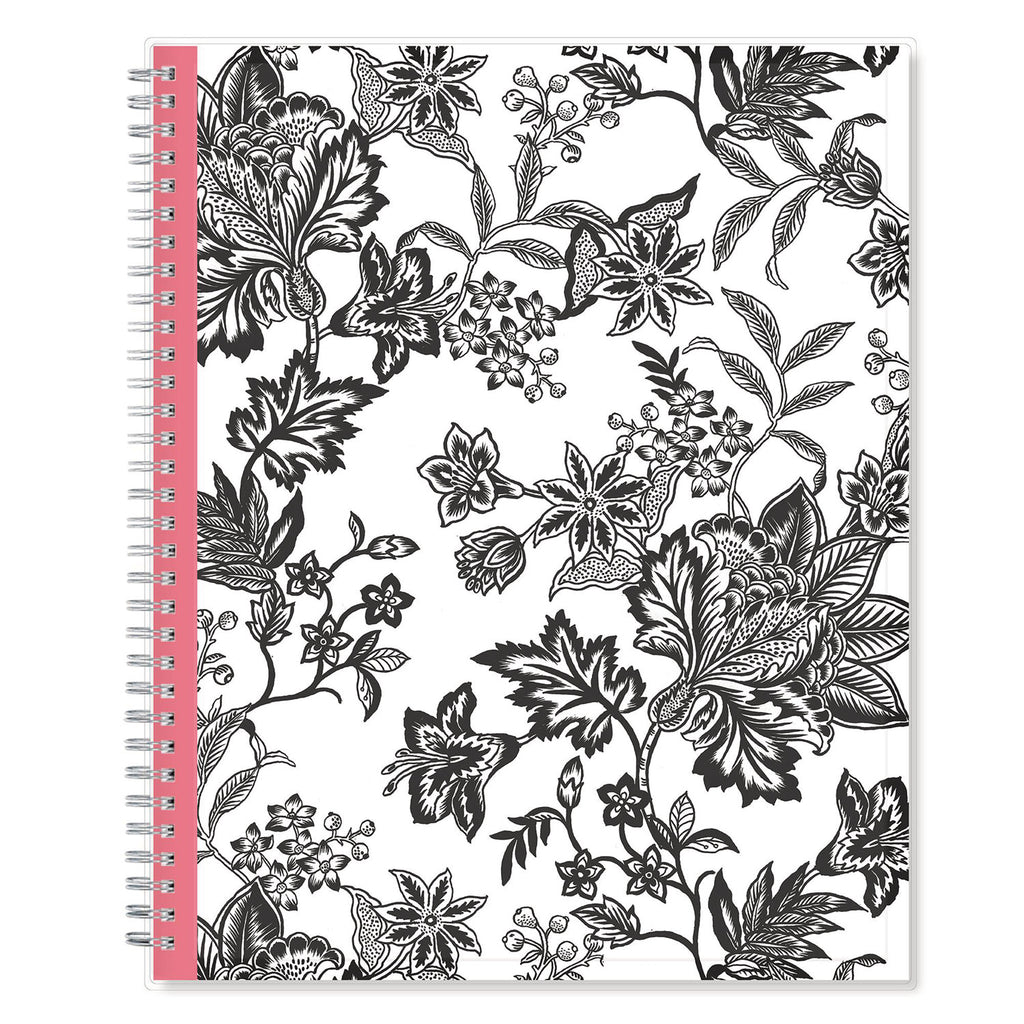 Analeis Create-Your-Own Cover Weekly/Monthly Planner, Floral, 11 x 8.5, White/Black/Coral, 12-Month (July to June): 2023-2024