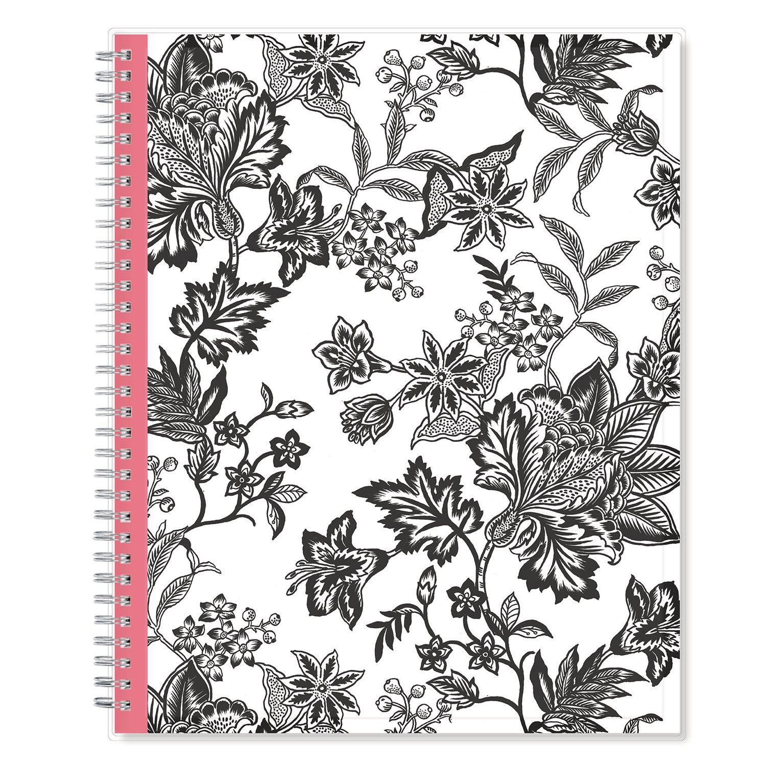 Analeis Create-Your-Own Cover Weekly/Monthly Planner, Floral, 11 x 8.5, White/Black/Coral, 12-Month (July to June): 2023-2024