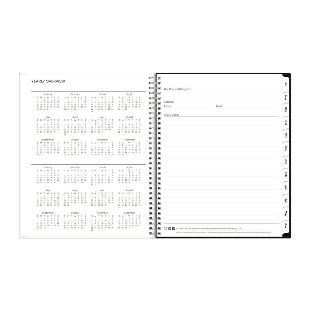 Analeis Create-Your-Own Cover Weekly/Monthly Planner, Floral, 11 x 8.5, White/Black/Coral, 12-Month (July to June): 2023-2024