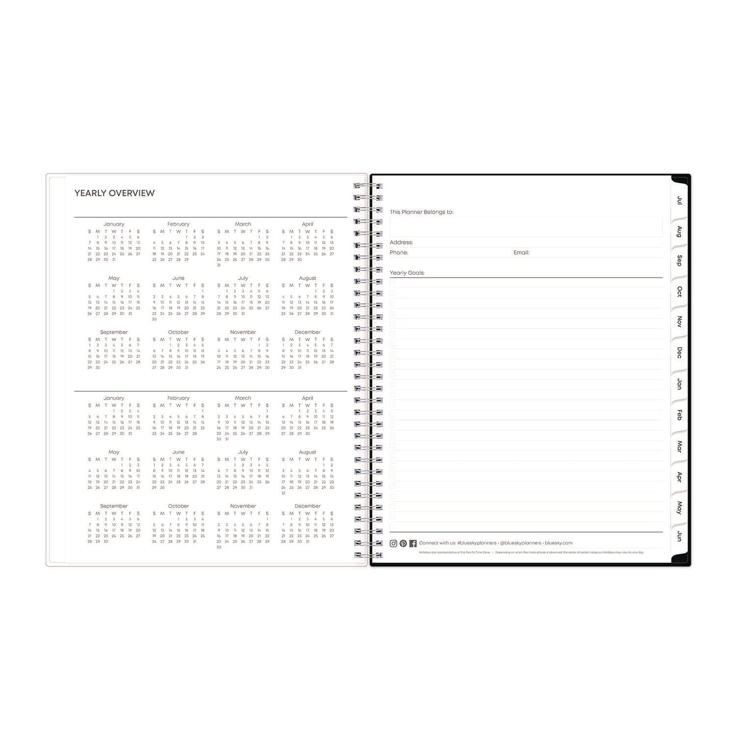 Analeis Create-Your-Own Cover Weekly/Monthly Planner, Floral, 11 x 8.5, White/Black/Coral, 12-Month (July to June): 2023-2024