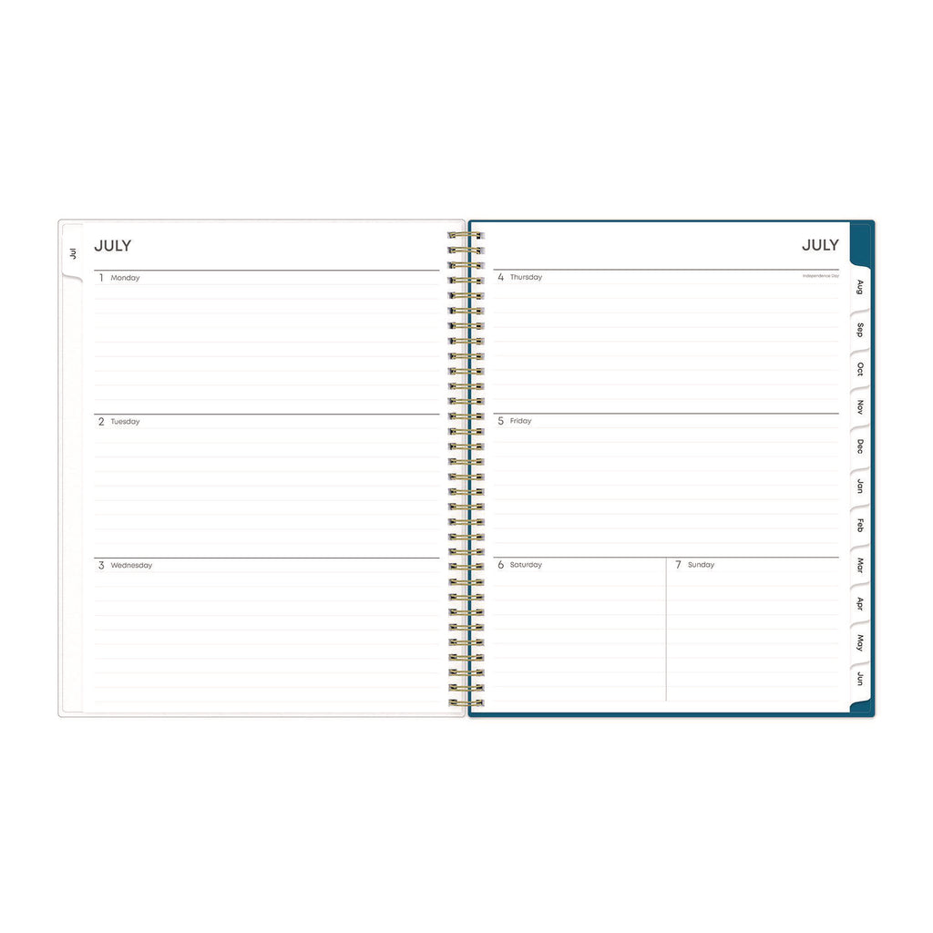 Bakah Blue Academic Year Weekly/Monthly Planner, Floral Artwork, 11 x 8.5, Blue/White Cover, 12-Month (July-June): 2023-2024