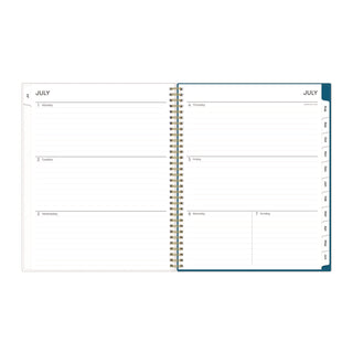 Bakah Blue Academic Year Weekly/Monthly Planner, Floral Artwork, 11 x 8.5, Blue/White Cover, 12-Month (July-June): 2023-2024