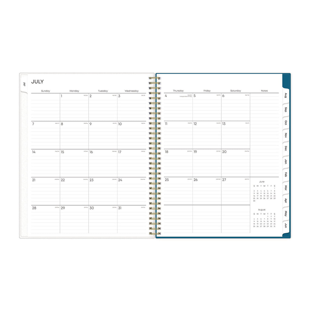 Bakah Blue Academic Year Weekly/Monthly Planner, Floral Artwork, 11 x 8.5, Blue/White Cover, 12-Month (July-June): 2023-2024