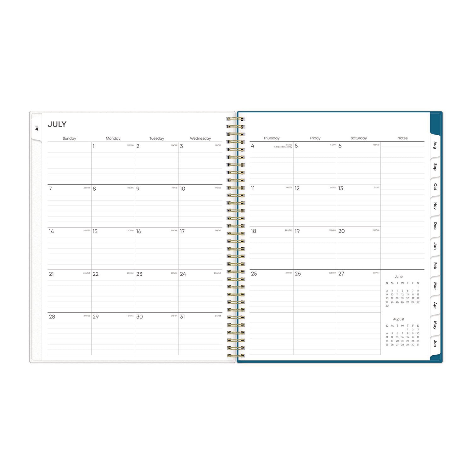 Bakah Blue Academic Year Weekly/Monthly Planner, Floral Artwork, 11 x 8.5, Blue/White Cover, 12-Month (July-June): 2023-2024