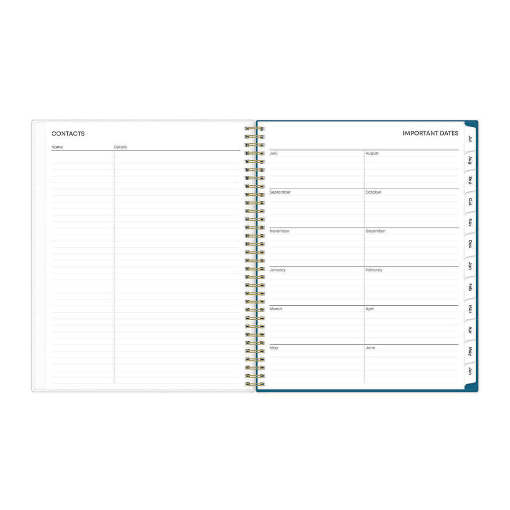 Bakah Blue Academic Year Weekly/Monthly Planner, Floral Artwork, 11 x 8.5, Blue/White Cover, 12-Month (July-June): 2023-2024