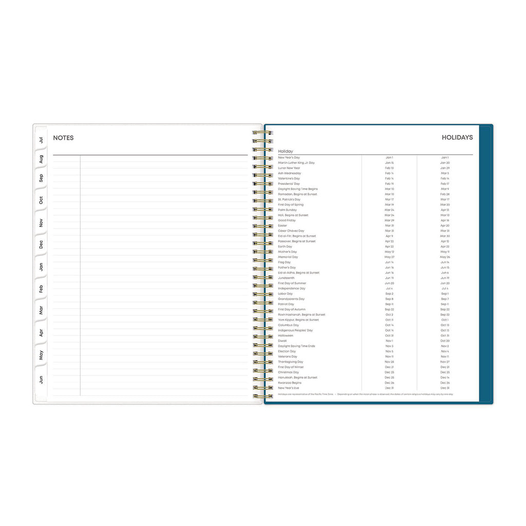 Bakah Blue Academic Year Weekly/Monthly Planner, Floral Artwork, 11 x 8.5, Blue/White Cover, 12-Month (July-June): 2023-2024