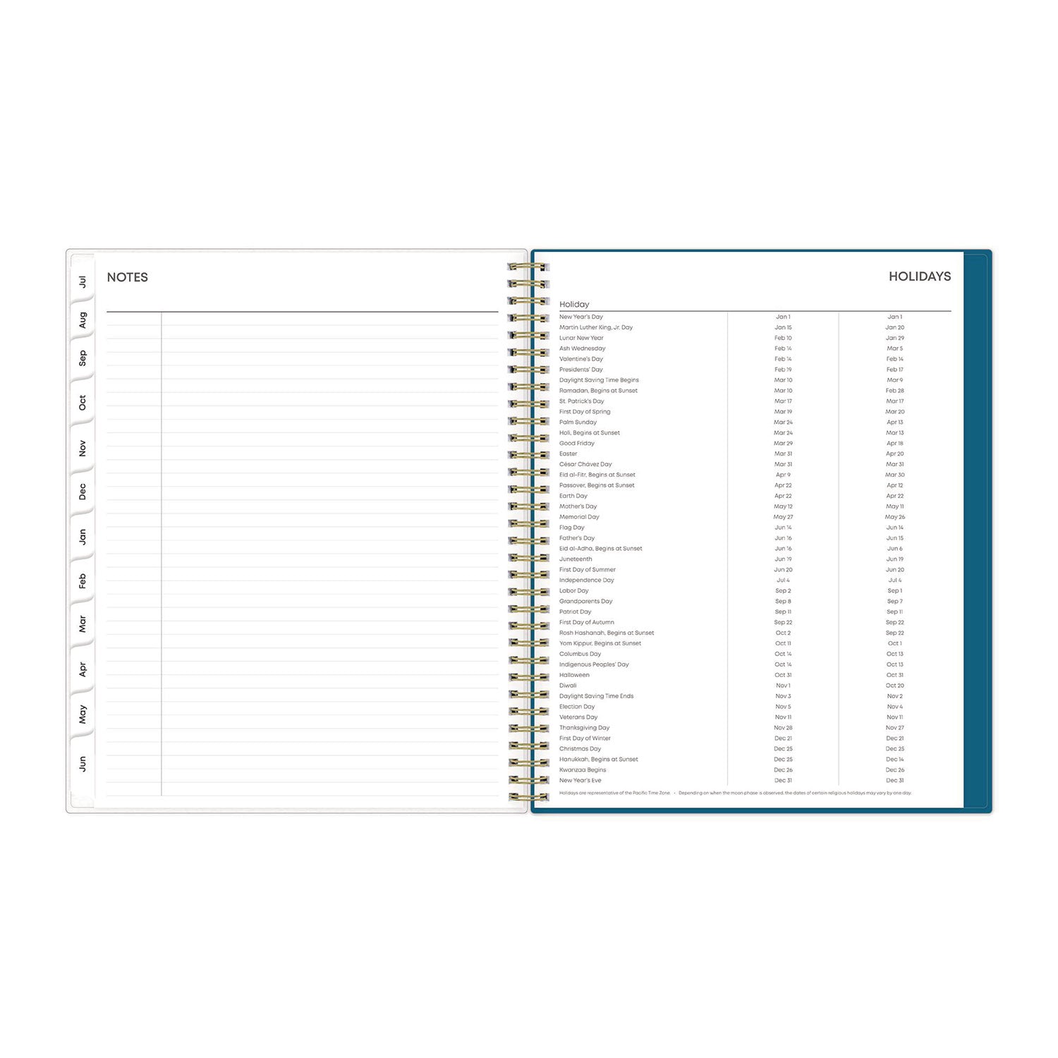 Bakah Blue Academic Year Weekly/Monthly Planner, Floral Artwork, 11 x 8.5, Blue/White Cover, 12-Month (July-June): 2023-2024