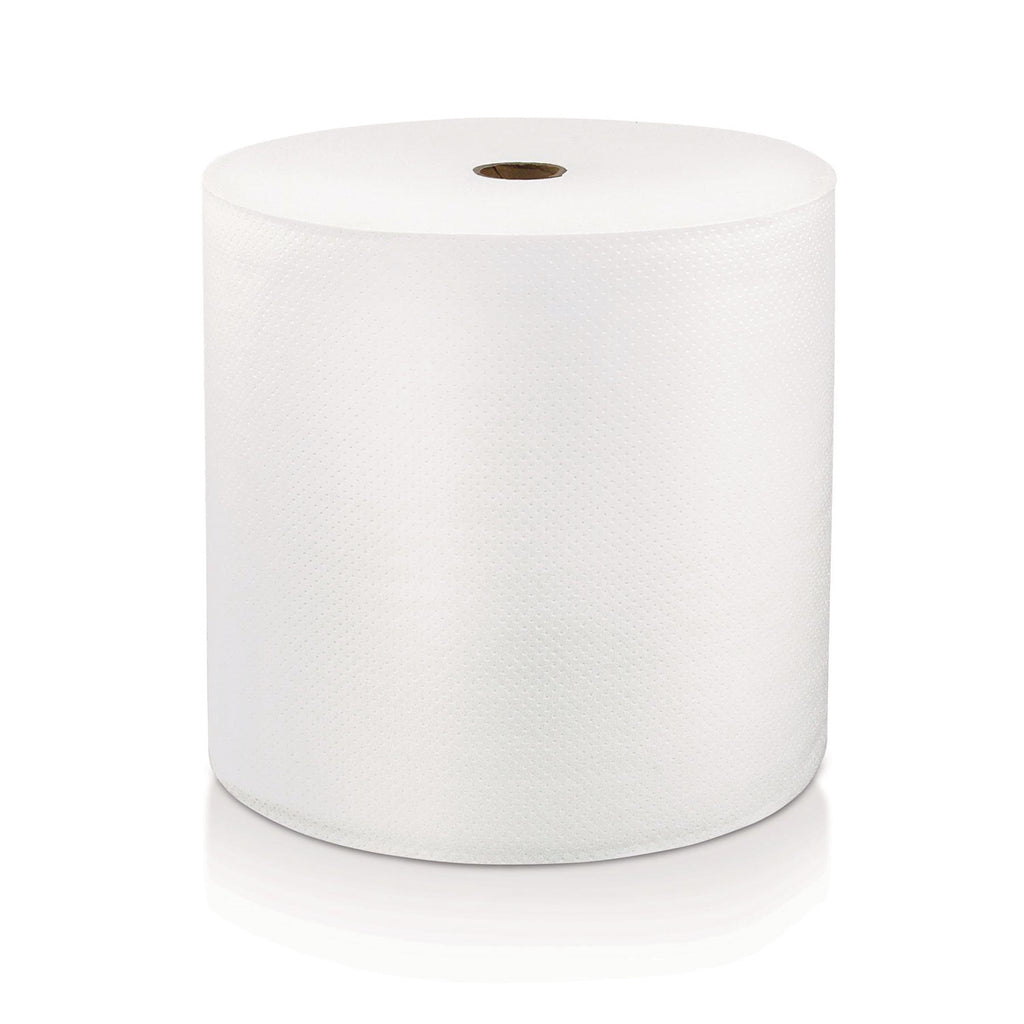 LoCor Hardwound Roll Towels - 1 Ply - 8" x 800 ft - White - Virgin Fiber - Hygienic, Embossed, Strong, Absorbent - For Washroom - 6 / Carton