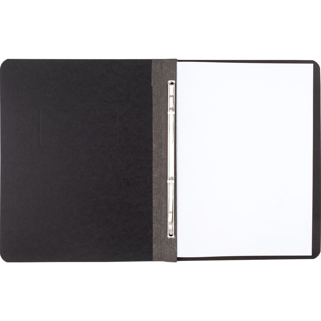 Pressboard Report Cover with Tyvek Reinforced Hinge, Two-Piece Prong Fastener, 3" Capacity, 8.5 x 11, Black/Black