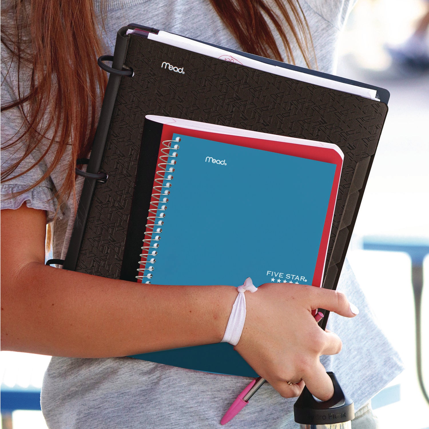 Mead Five Star Wirebound Subject Notebook - 2 Subject(s) - 100 Sheets - Spiral Bound - 6" x 9 1/2" - 9" x 7" x 2" - Assorted Cover - Durable Cover, Bleed Resistant, Perforated, Spiral Lock, Pocket Divider, Durable Cover, Smooth - 6 / Pack - 6