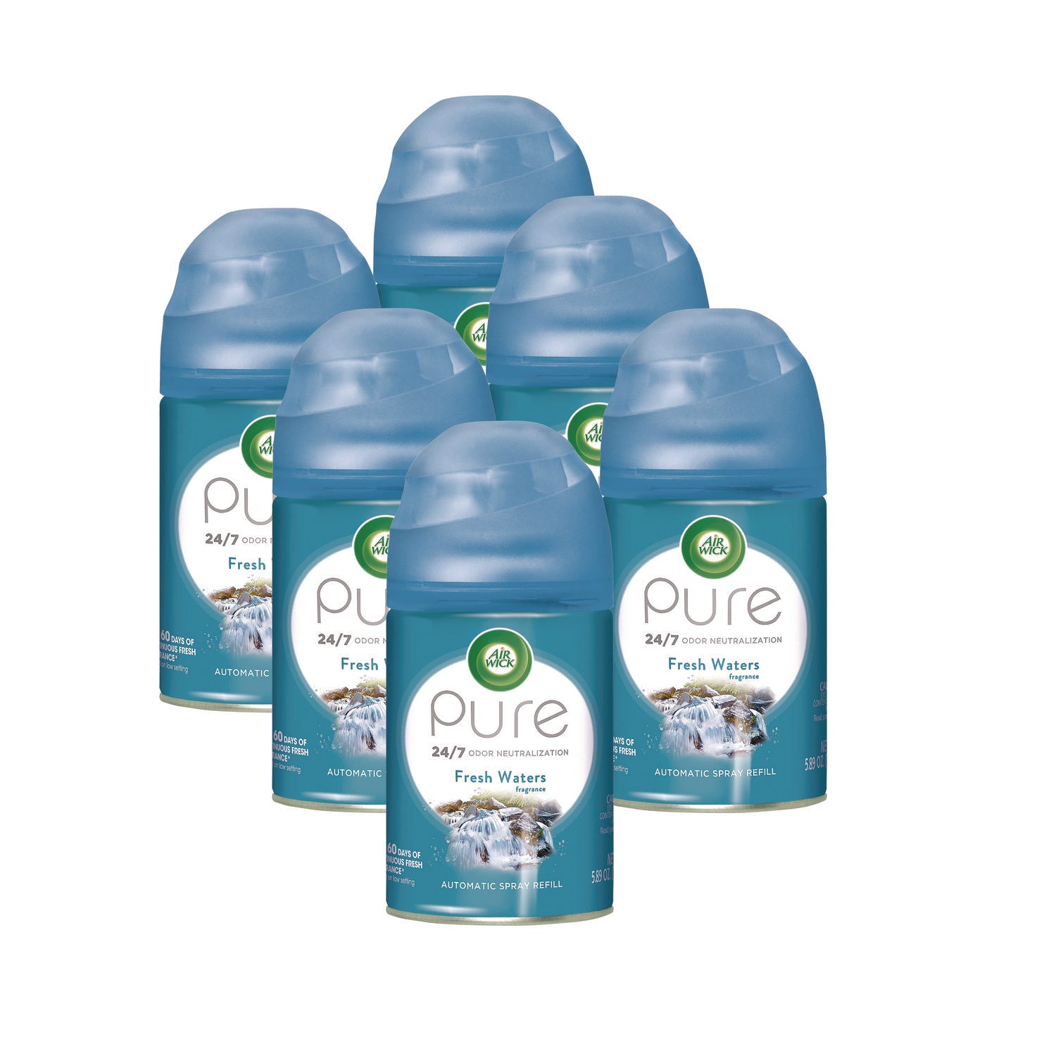 Freshmatic Ultra Automatic Spray Refill, Fresh Waters, 5.89 oz Aerosol Spray, 6/Carton - 1