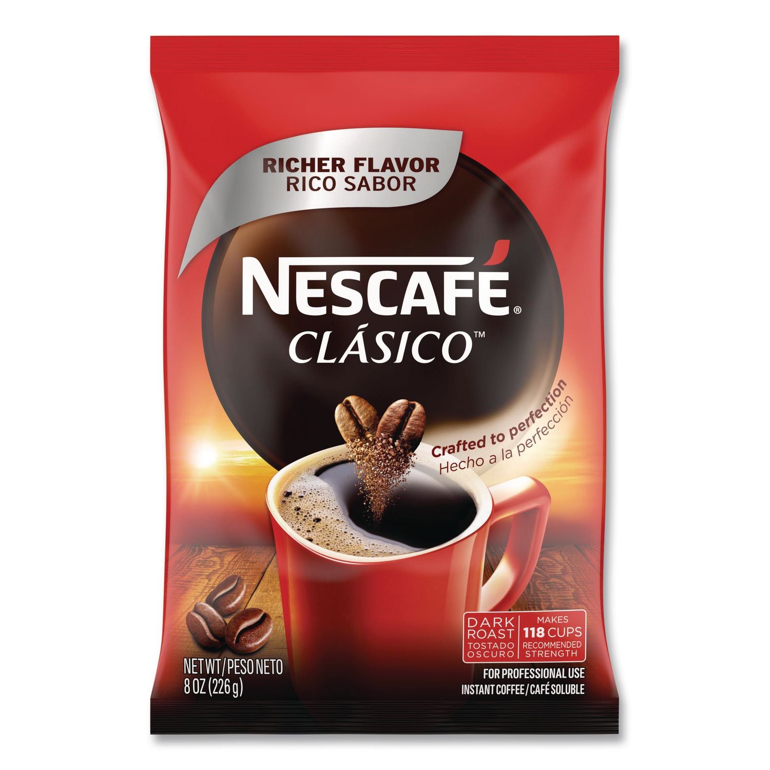 Nescafe Clasico Dark Roast Instant Coffee - Dark - 128 oz - 12 / Carton