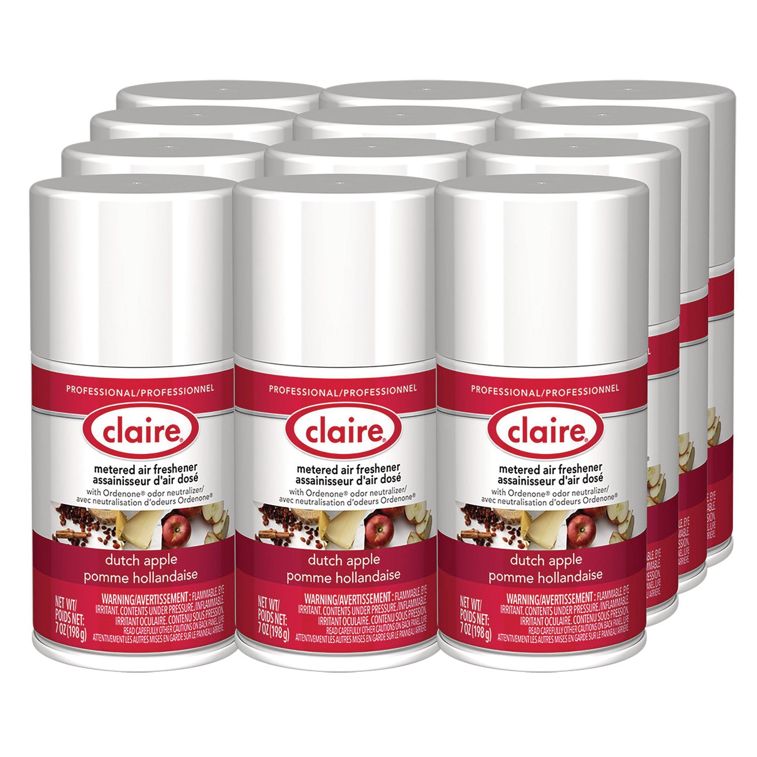 Claire Metered Air Freshener with Ordenone - Aerosol - 6000 ft - 7 fl oz (0.2 quart) - Dutch Apple - 30 Day - 1 Each - Odor Neutralizer