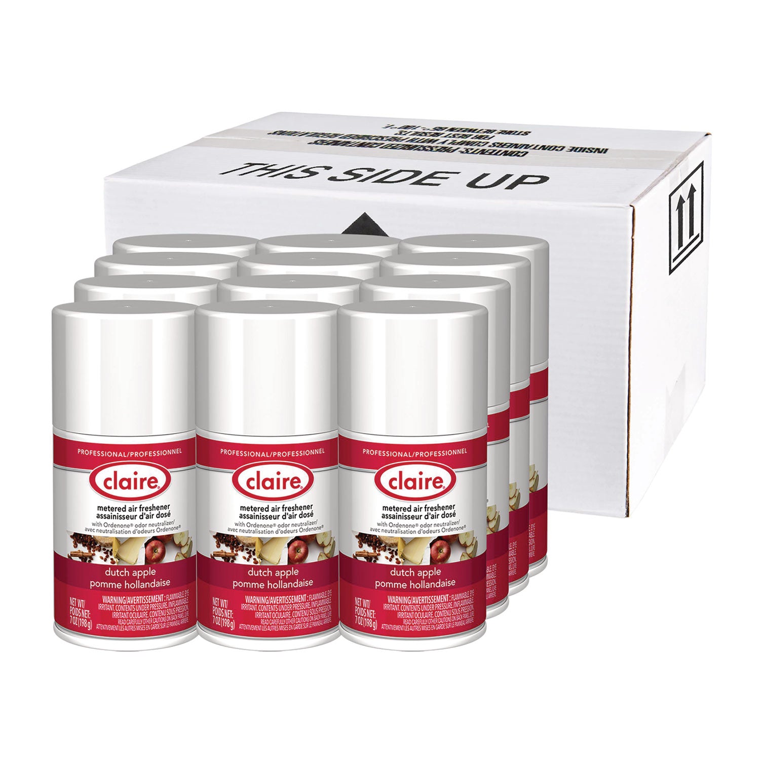 Claire Metered Air Freshener with Ordenone - Aerosol - 6000 ft - 7 fl oz (0.2 quart) - Dutch Apple - 30 Day - 1 Each - Odor Neutralizer