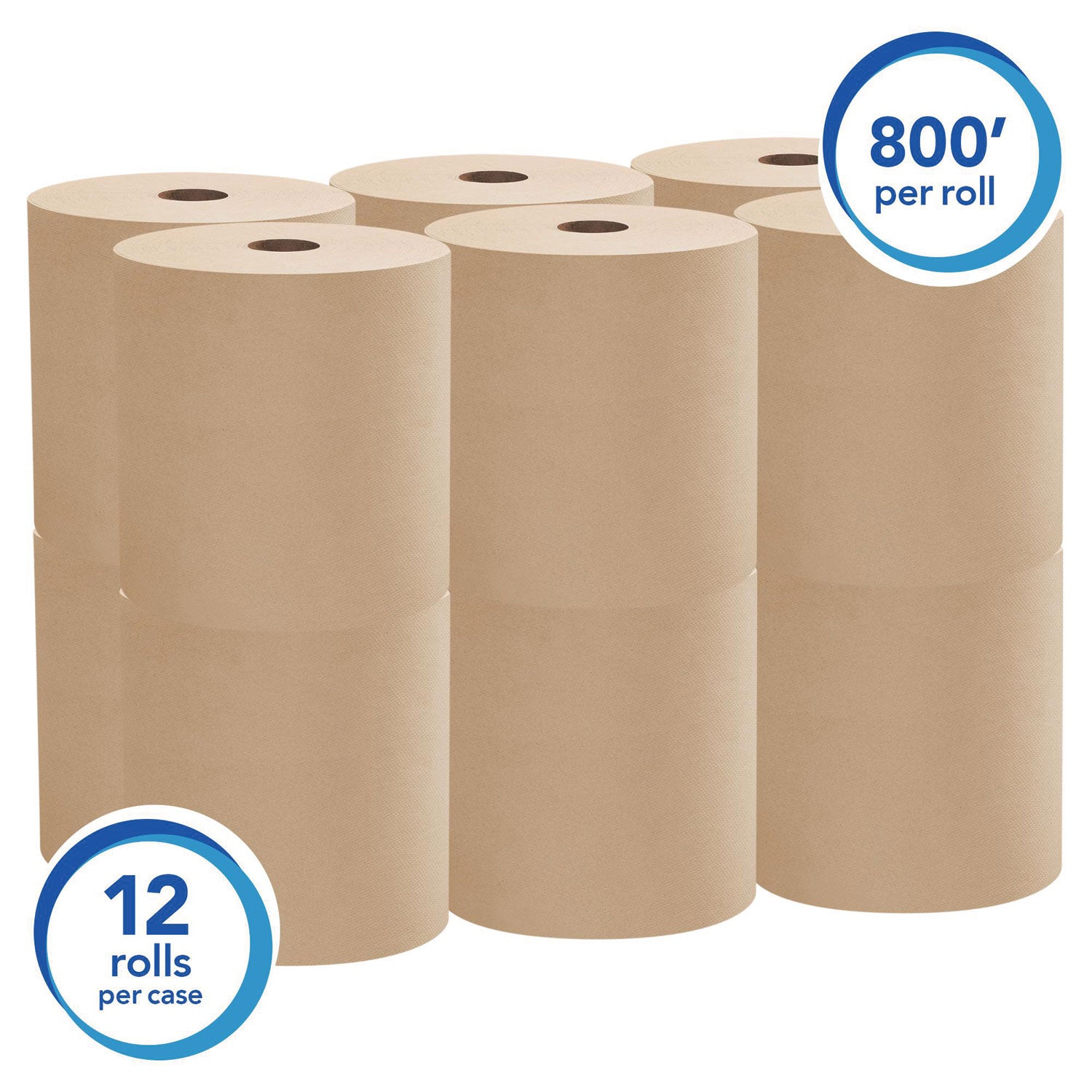 Essential Hard Roll Towels for Business, 1-Ply, 8" x 800 ft, 1.5" Core, Natural, 12 Rolls/Carton - 8