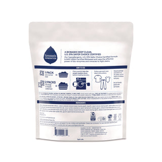 Natural Laundry Detergent Packs, Powder, Unscented, 45 Packets/Pack, 8/Carton